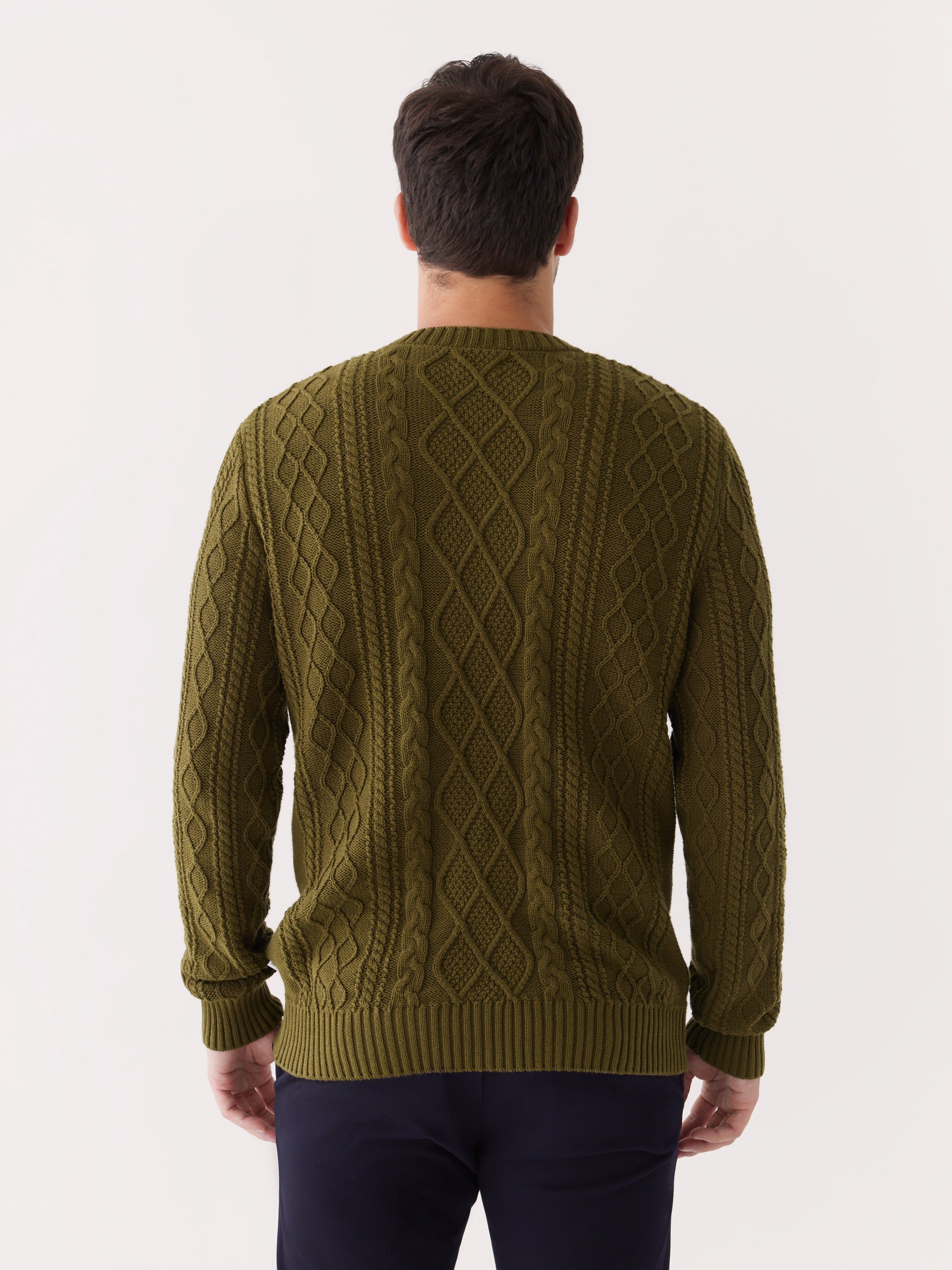 The Organic Cotton Cable Sweater in Dark Olive sold by Frank & Oak product image thumbnail 3