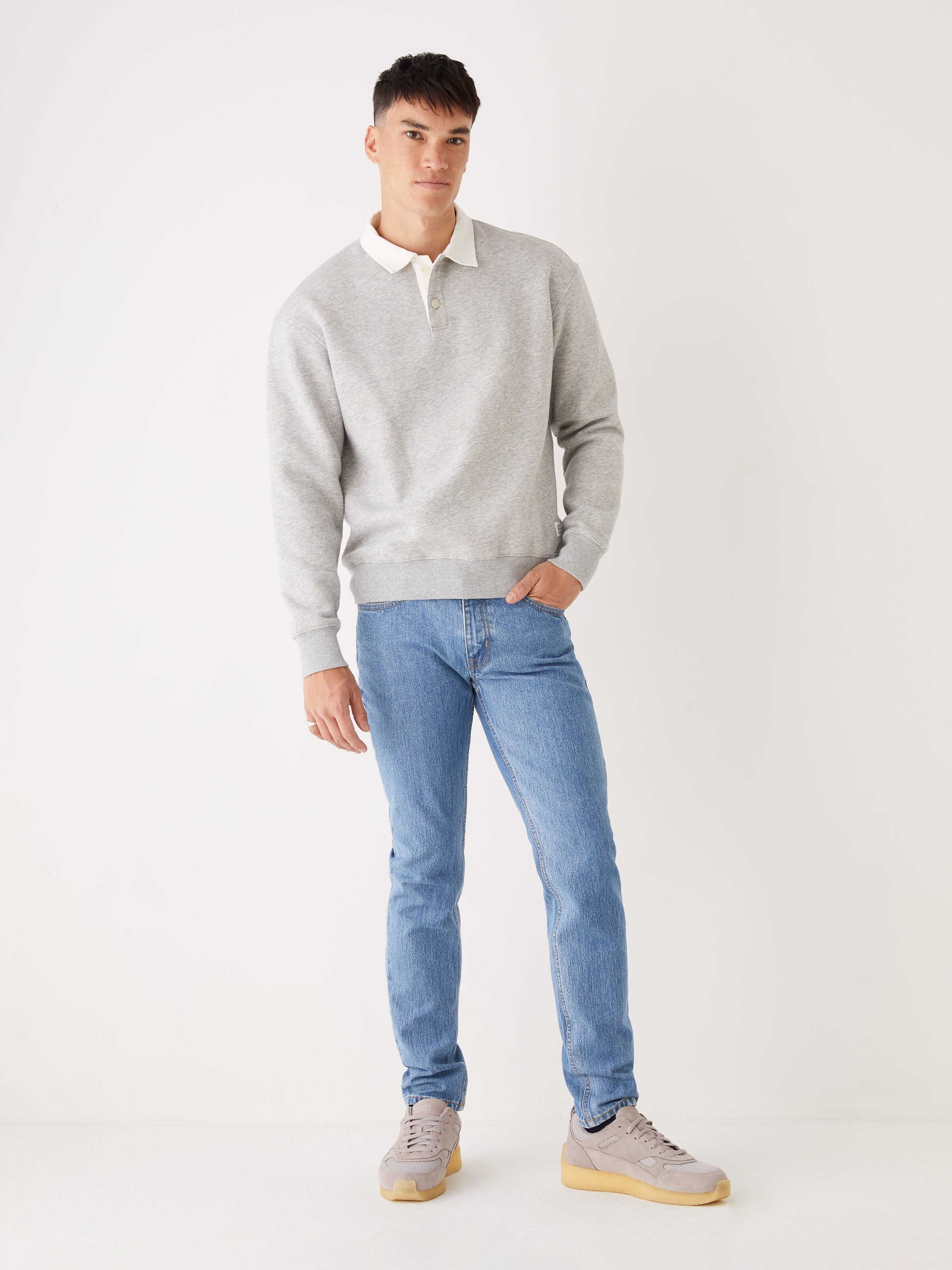 The French Fleece Polo Sweatshirt in Vintage Grey sold by Frank & Oak product image thumbnail 2