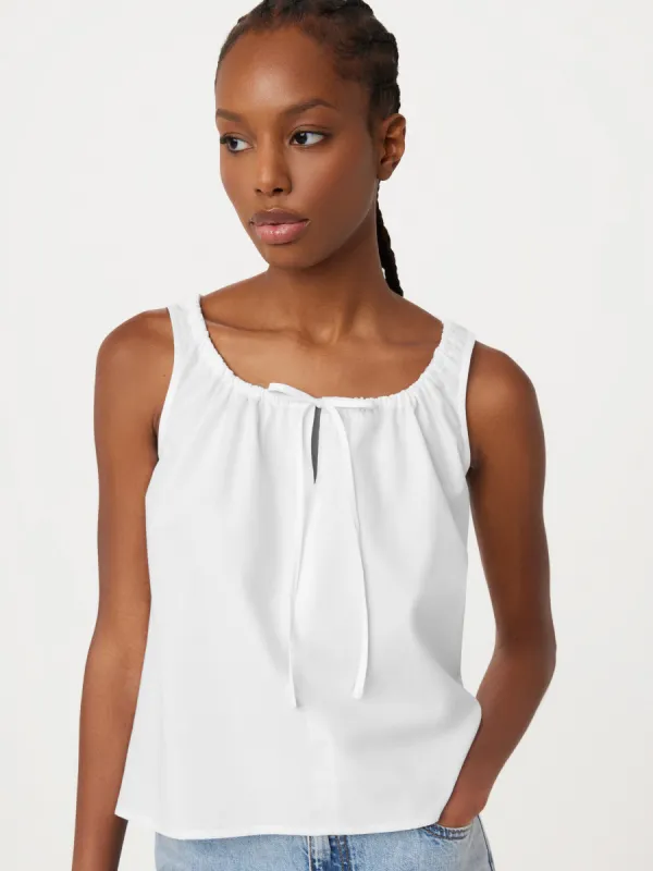 The Lightweight Poplin Tank in Bright White sold by Frank & Oak