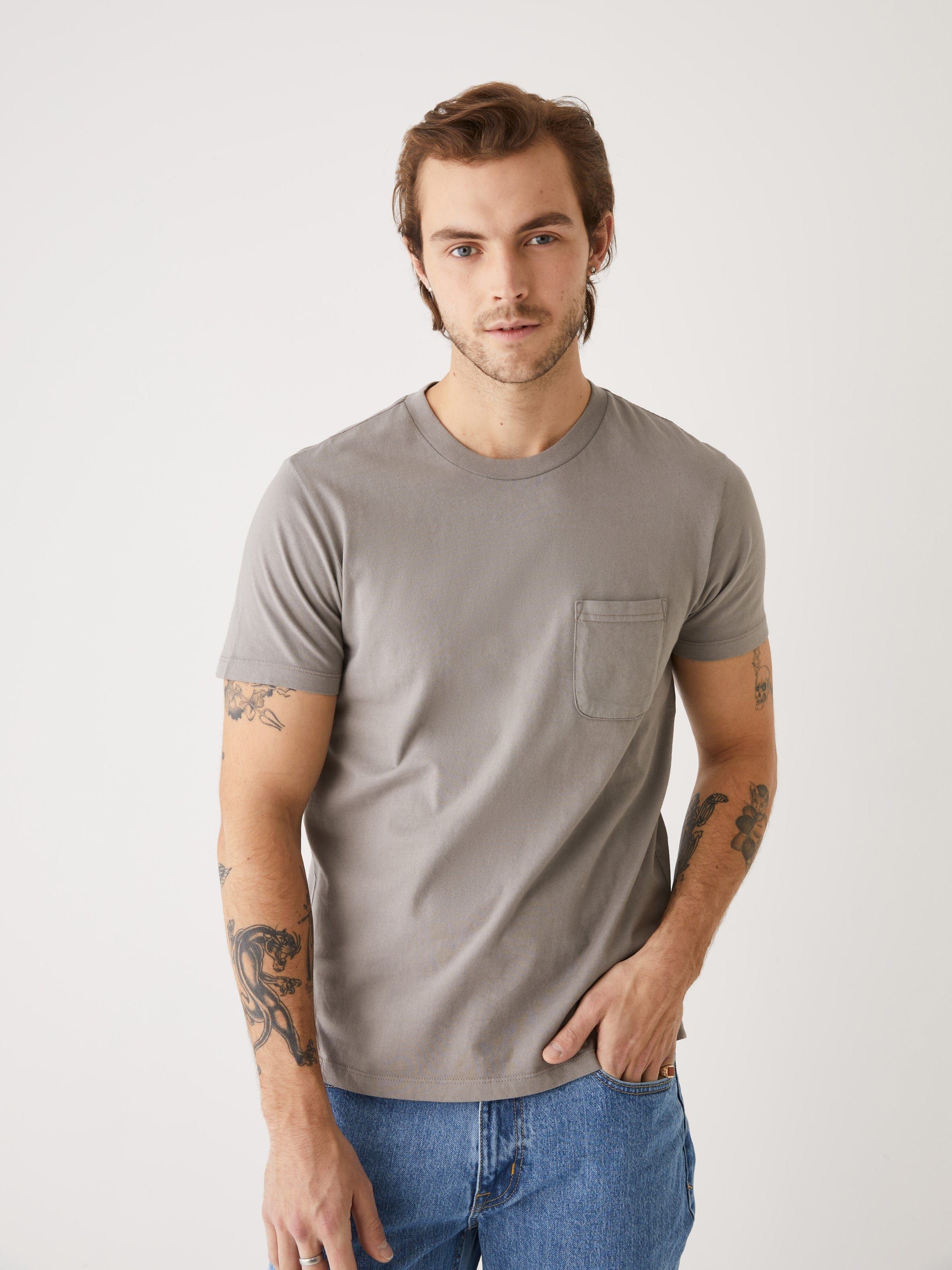 The Eco Dye Pocket T-Shirt in Grey sold by Frank & Oak