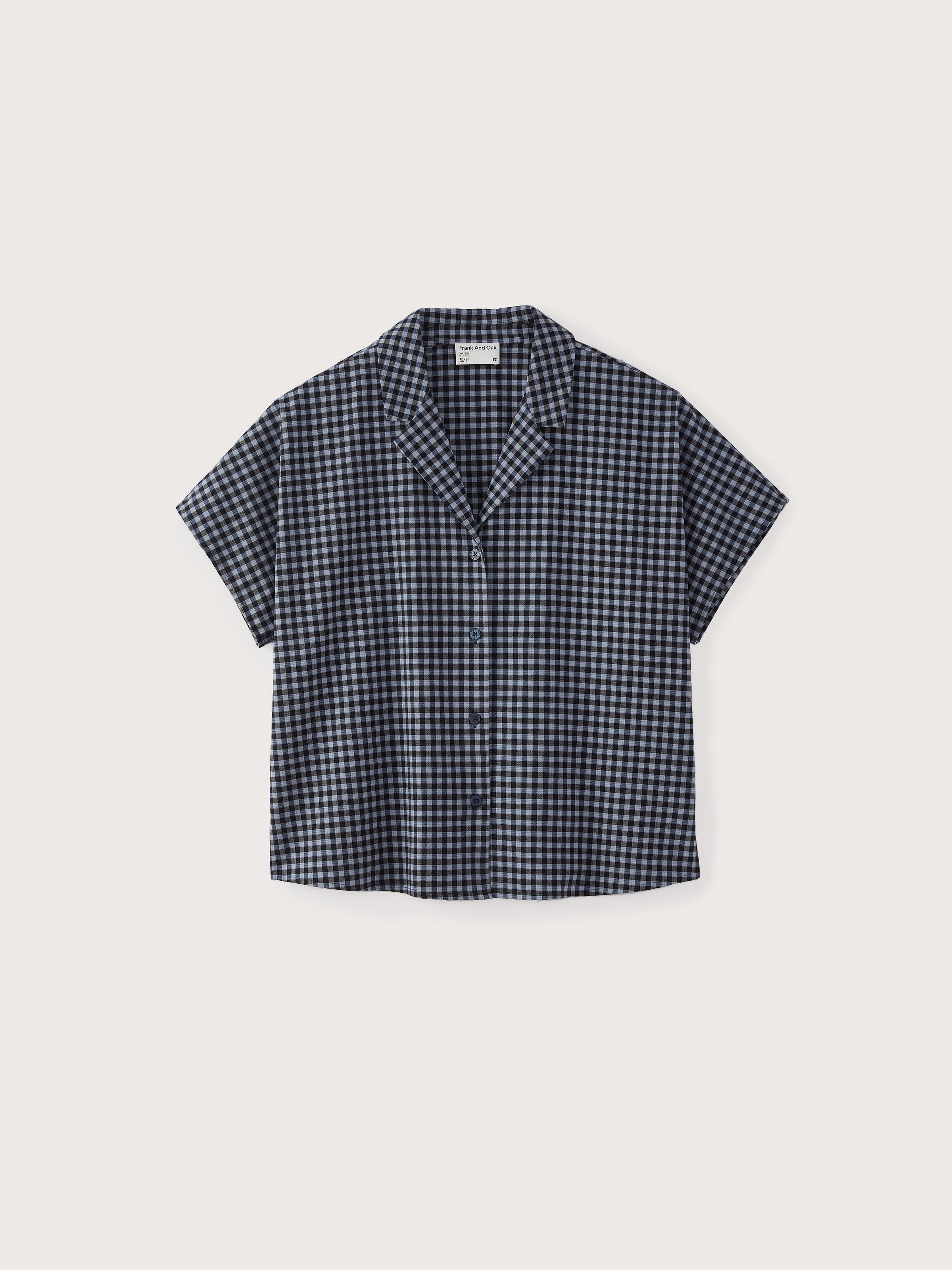 The Gingham Camp Collar blouse in Navy sold by Frank & Oak product image thumbnail 6