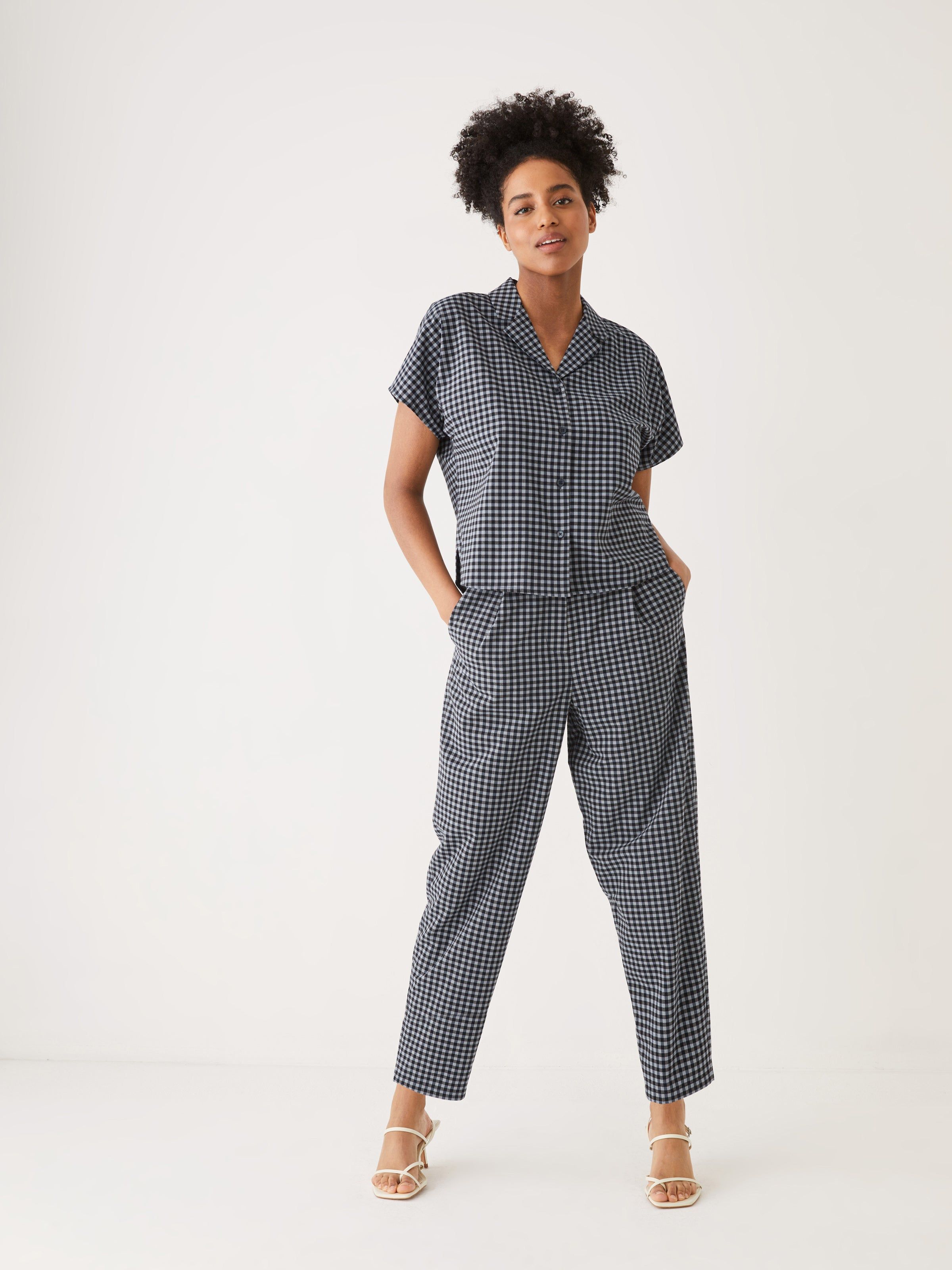 The Gingham Camp Collar blouse in Navy sold by Frank & Oak product image thumbnail 3