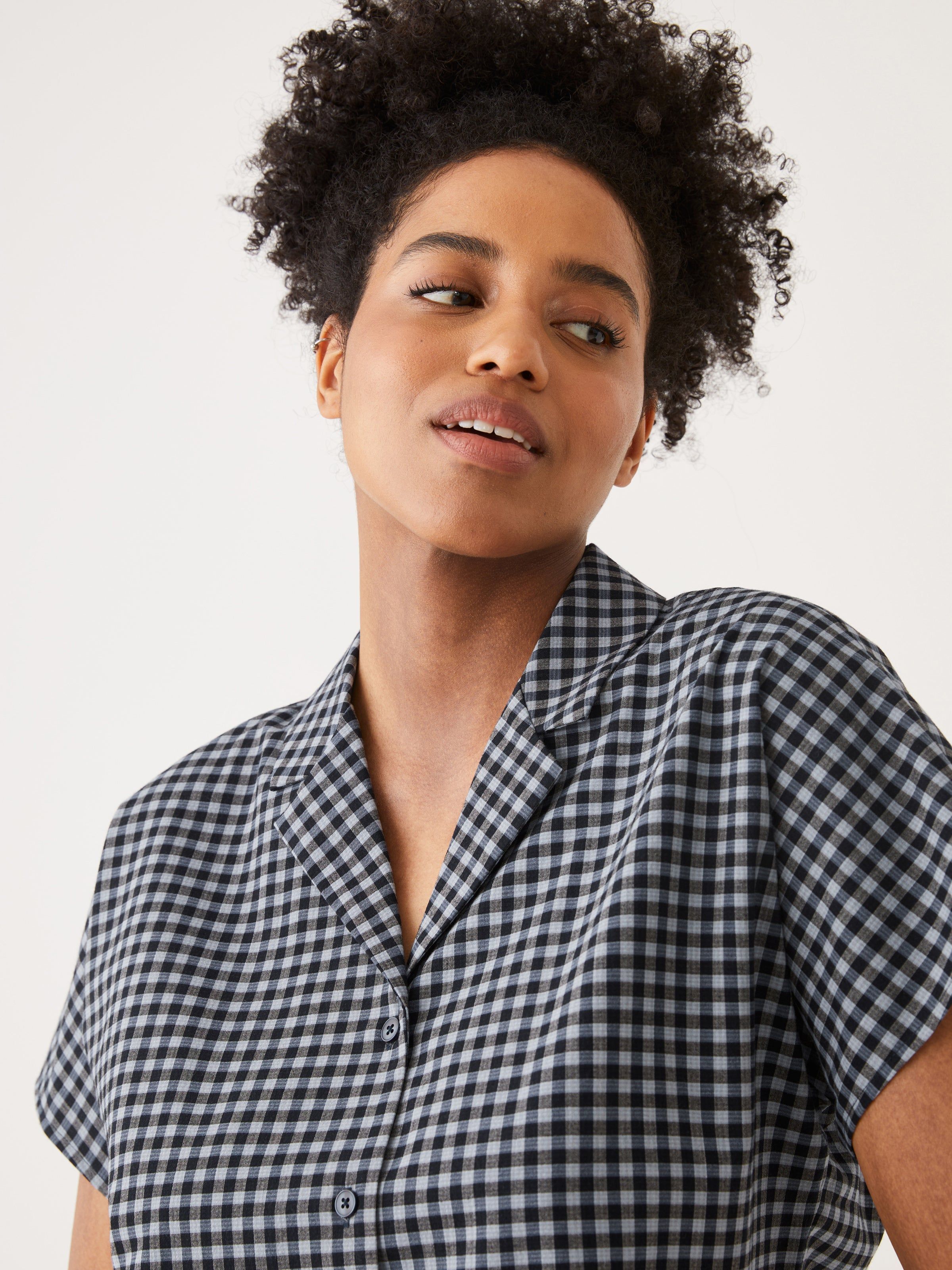 The Gingham Camp Collar blouse in Navy sold by Frank & Oak product image thumbnail 2