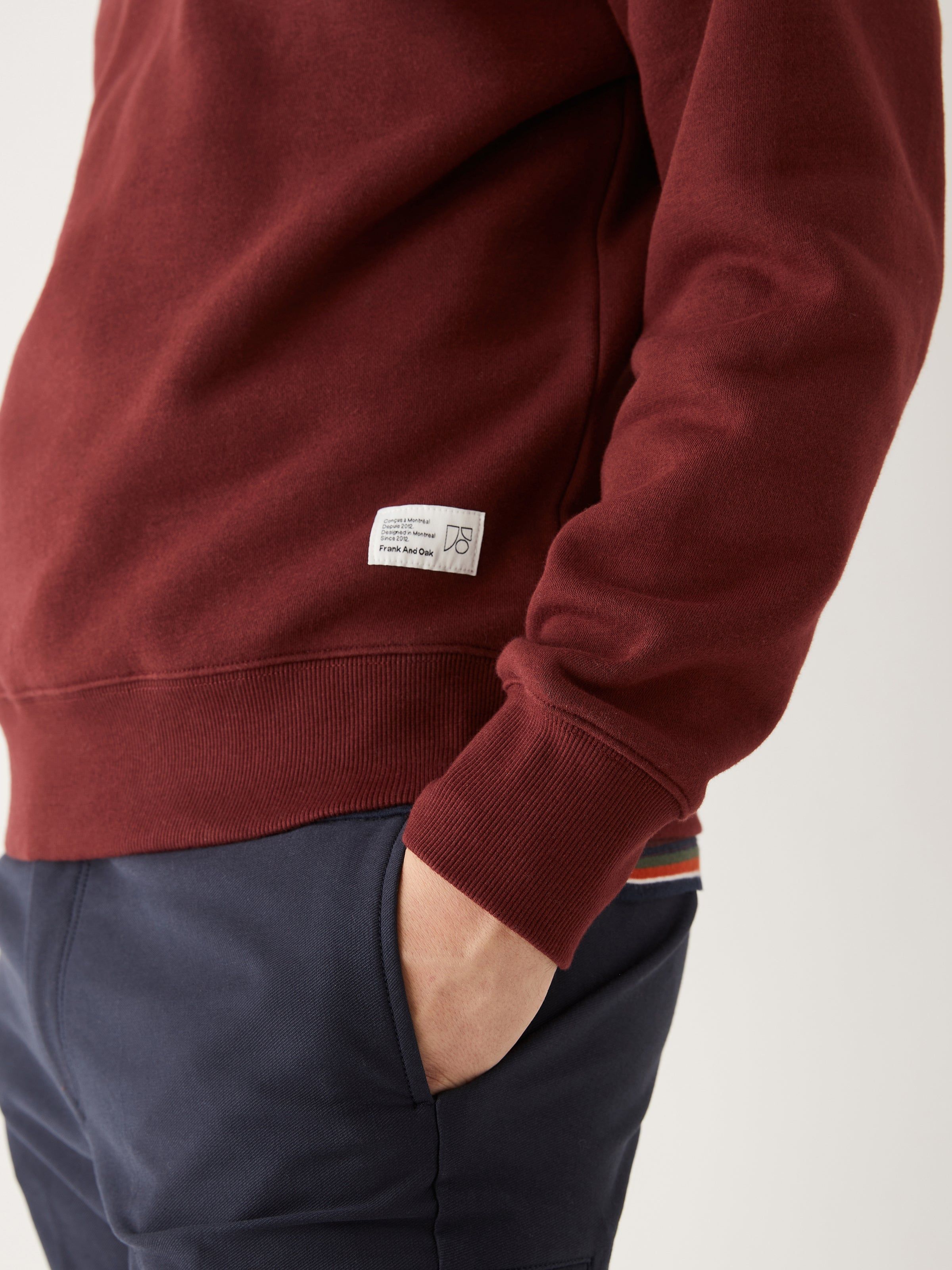 The French Fleece Crewneck in Dark Red sold by Frank & Oak product image thumbnail 2