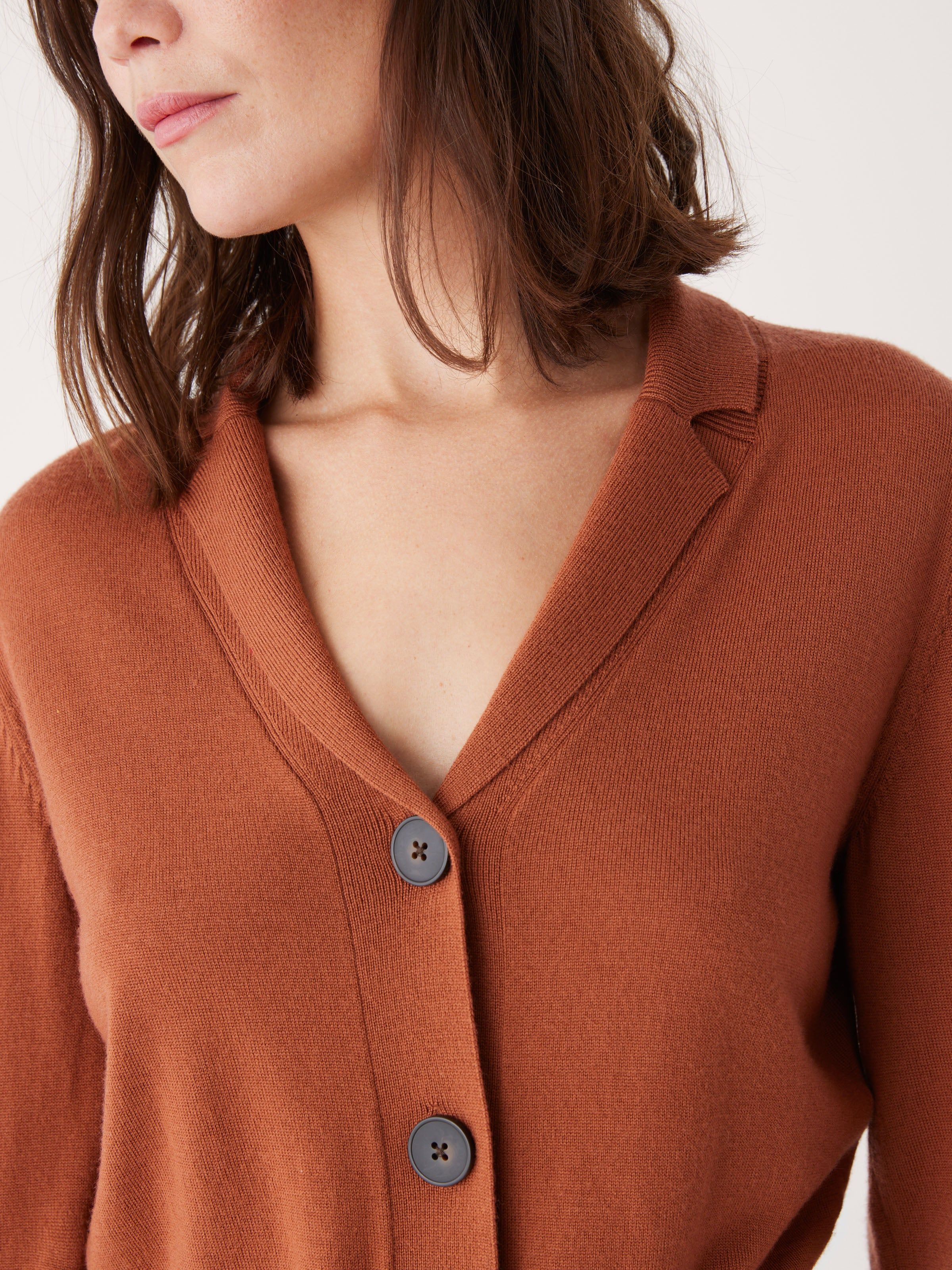 The Merino Wool Collared Cardigan in Burnt Sienna sold by Frank & Oak product image thumbnail 4