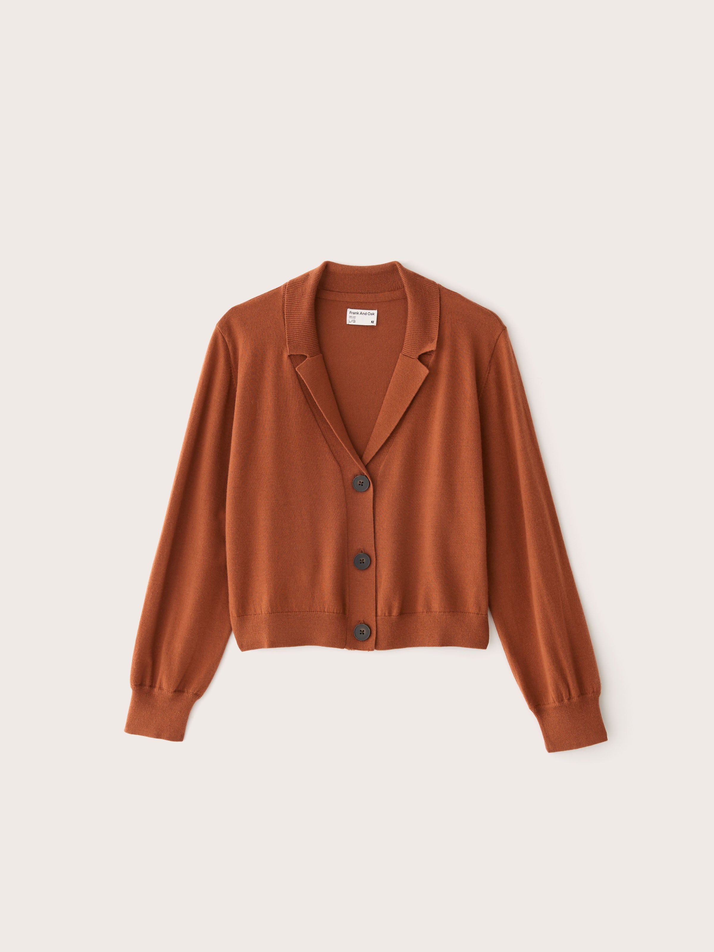 The Merino Wool Collared Cardigan in Burnt Sienna sold by Frank & Oak product image thumbnail 5