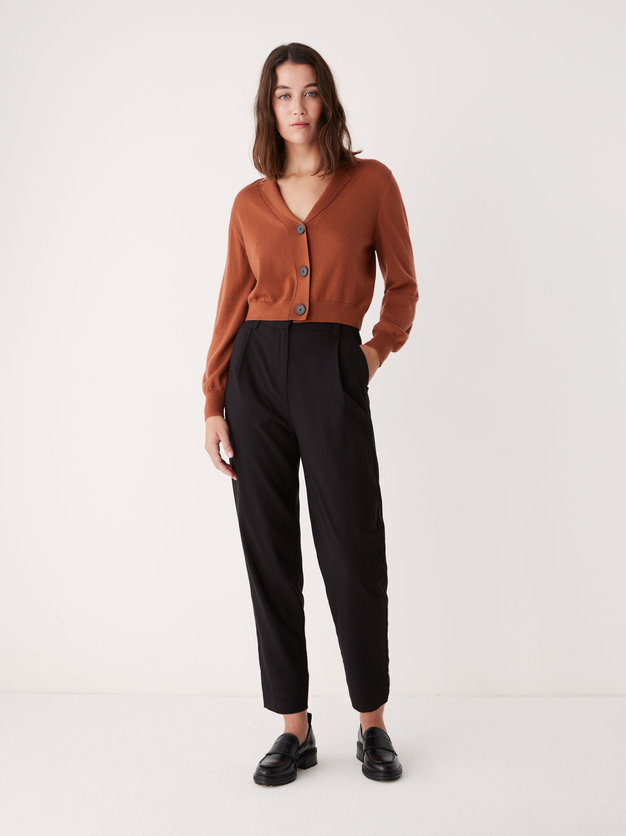 The Merino Wool Collared Cardigan in Burnt Sienna sold by Frank & Oak product image thumbnail 2