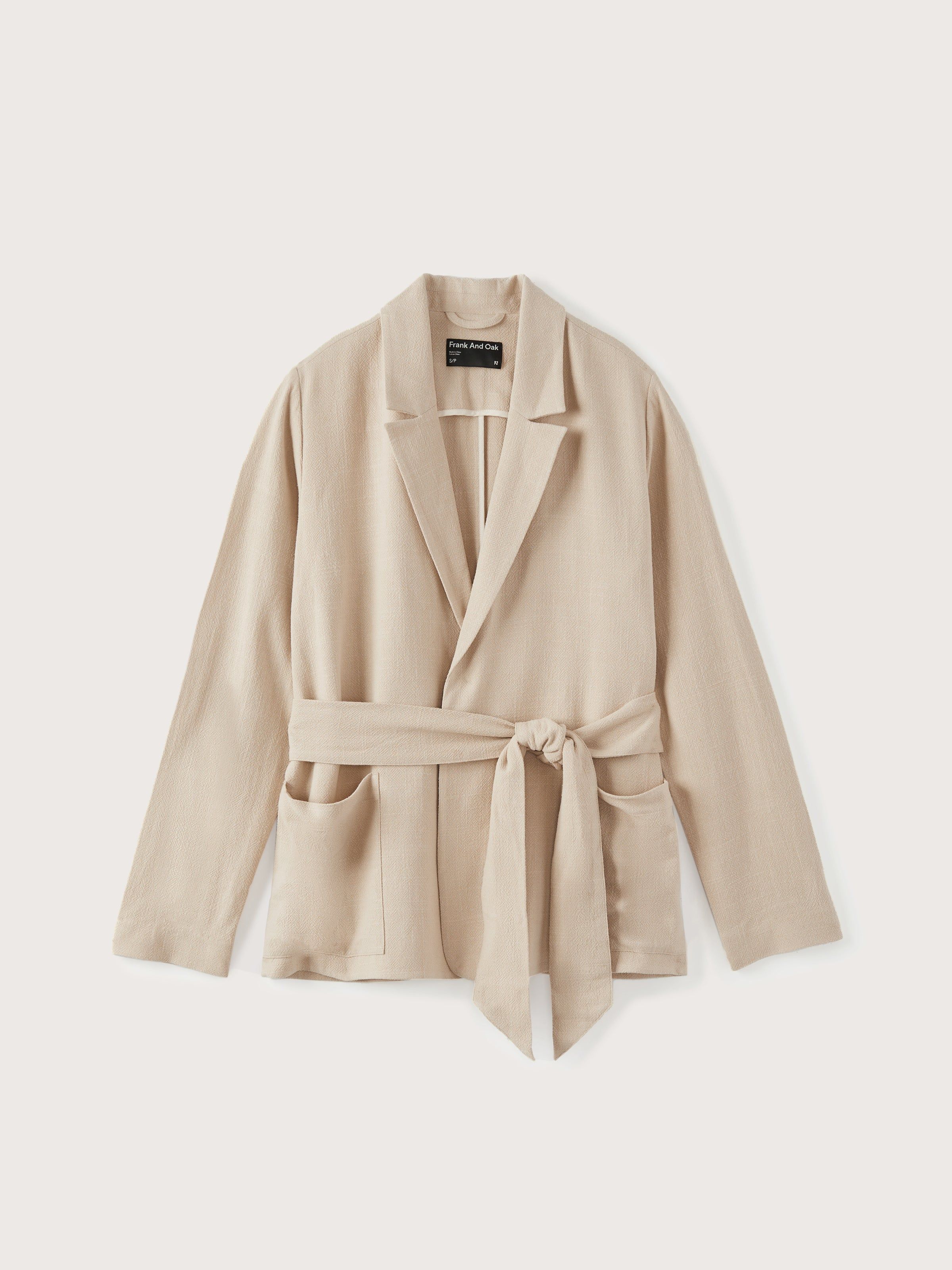 The Linen Blend Belted Blazer in Beige sold by Frank & Oak product image thumbnail 6