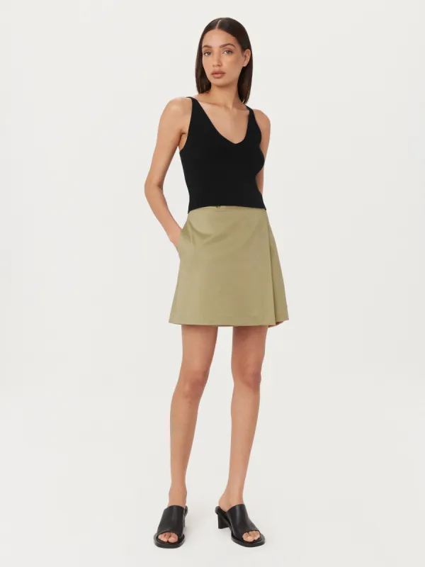 The Wrap Mini Skirt in Green Beige sold by Frank & Oak