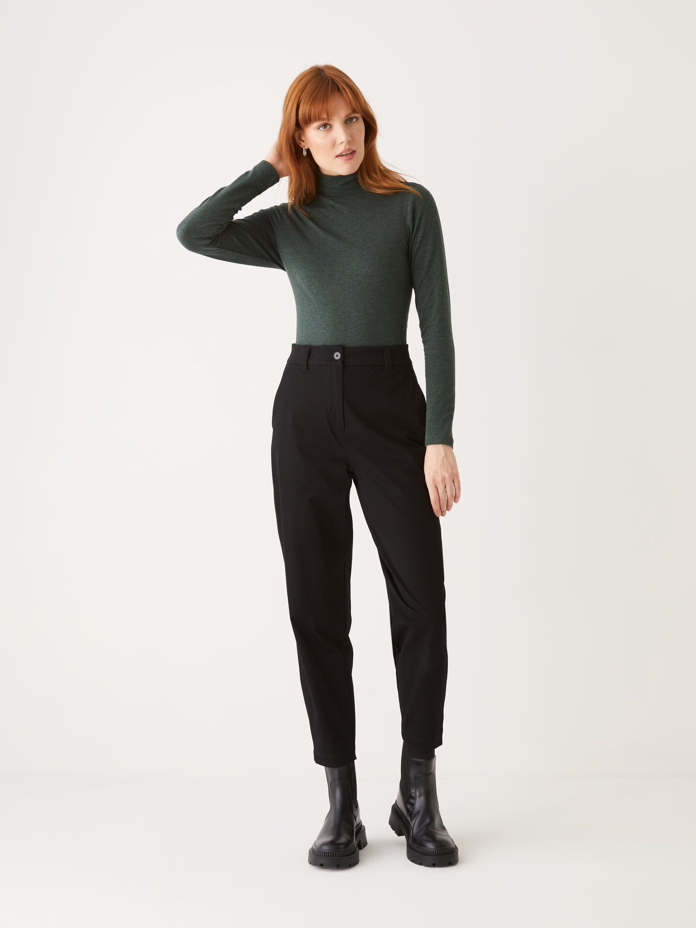 The Long Sleeve Mockneck in Dark green sold by Frank & Oak