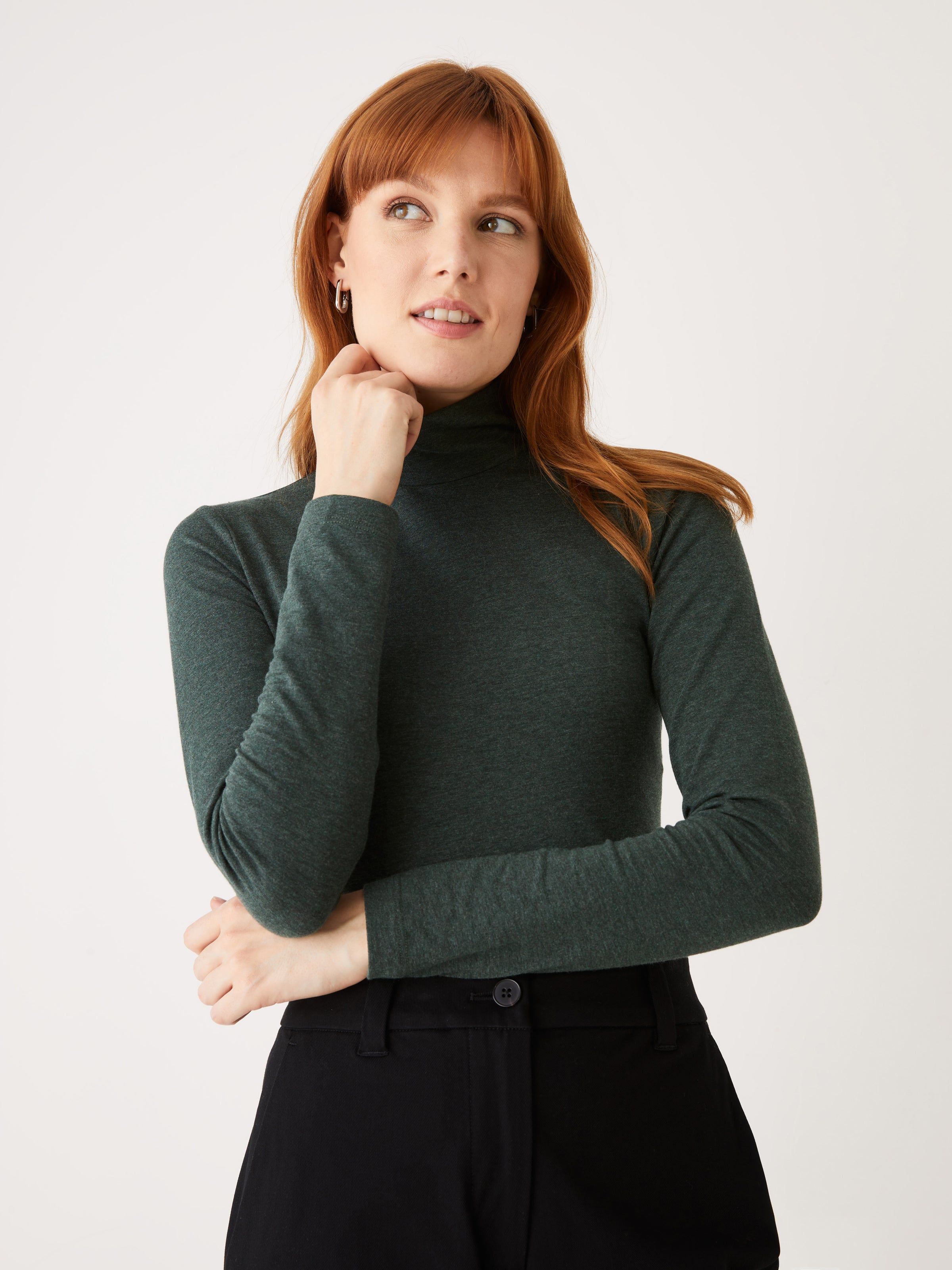 The Long Sleeve Mockneck in Dark green sold by Frank & Oak product image thumbnail 3