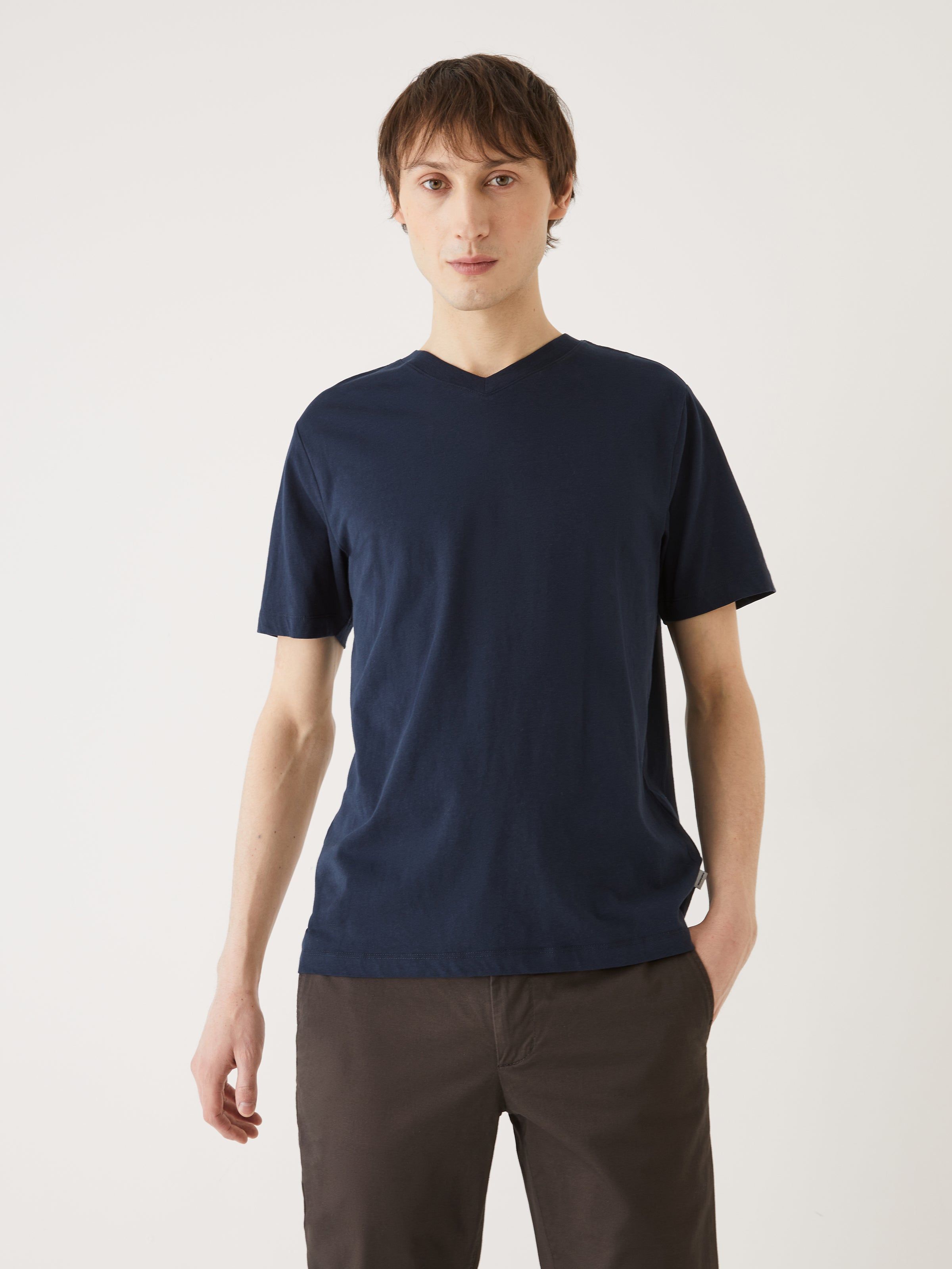 The Slim V-Neck T-Shirt in Deep Blue sold by Frank & Oak product image thumbnail 2