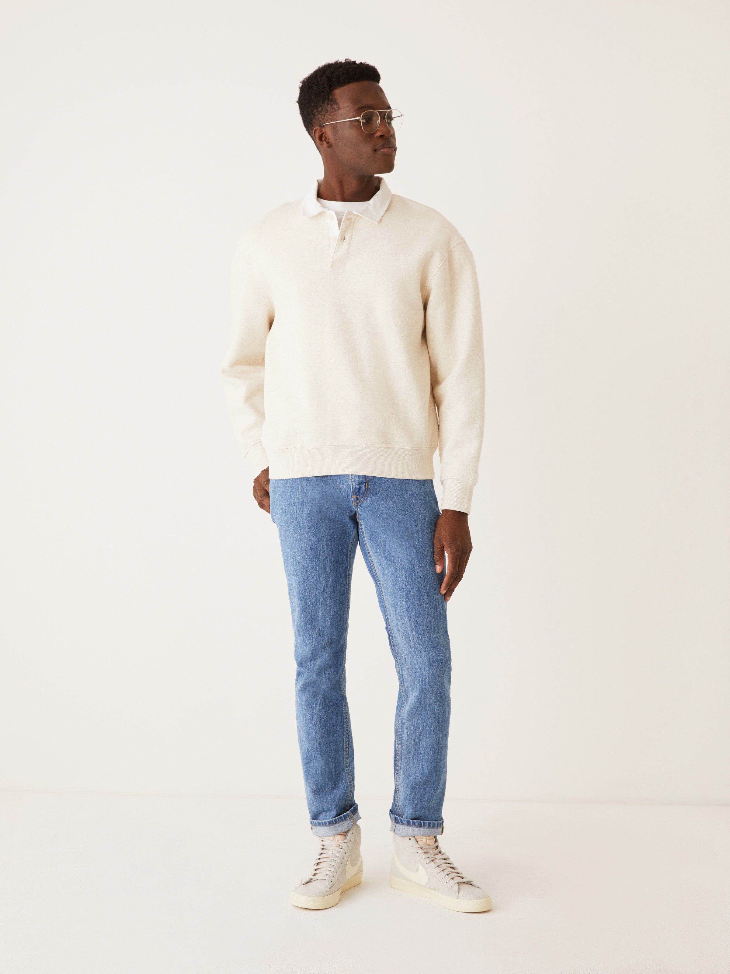 The Fleece Polo Sweater in White sold by Frank & Oak product image thumbnail 3