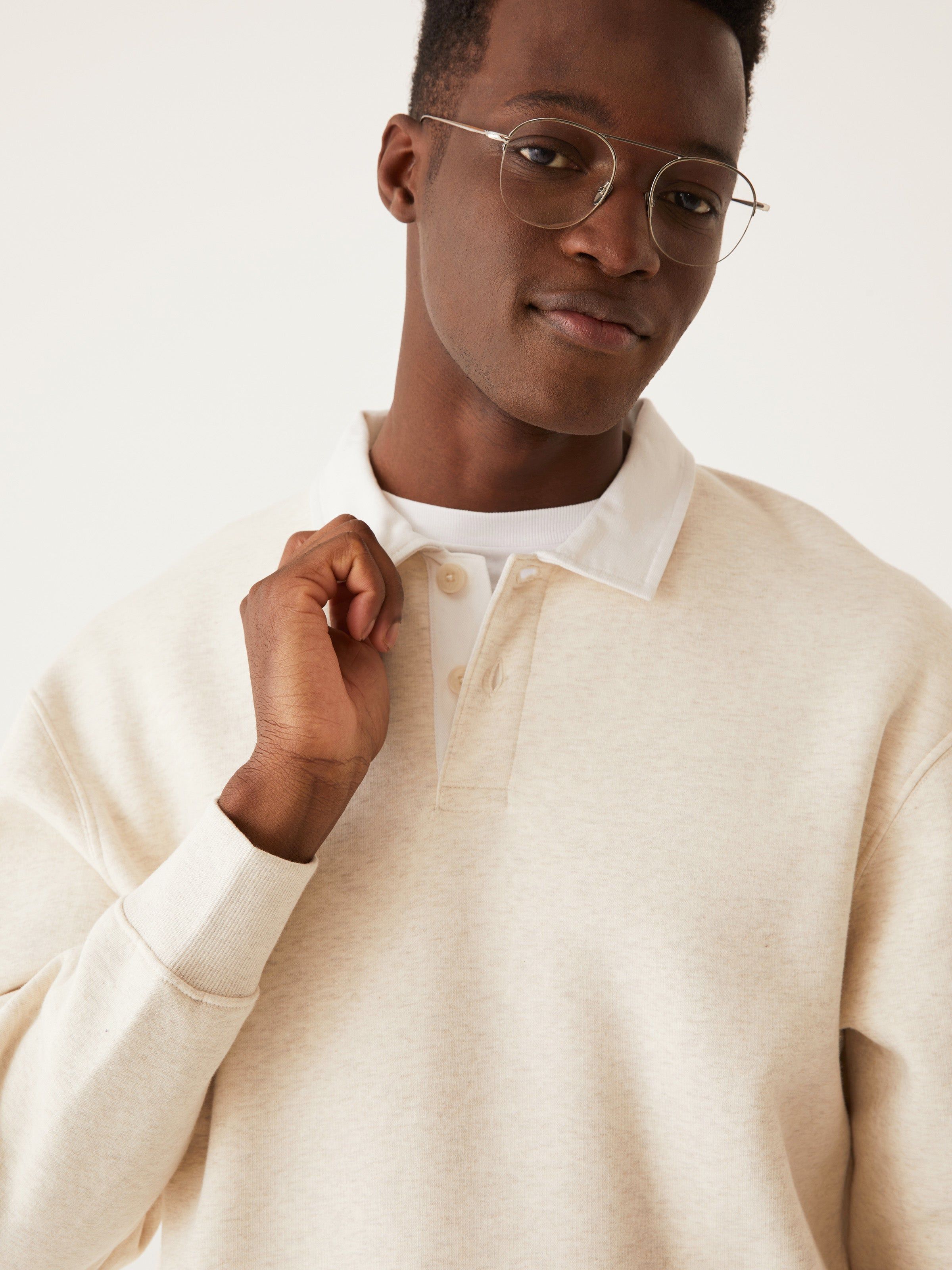 The Fleece Polo Sweater in White sold by Frank & Oak product image thumbnail 2