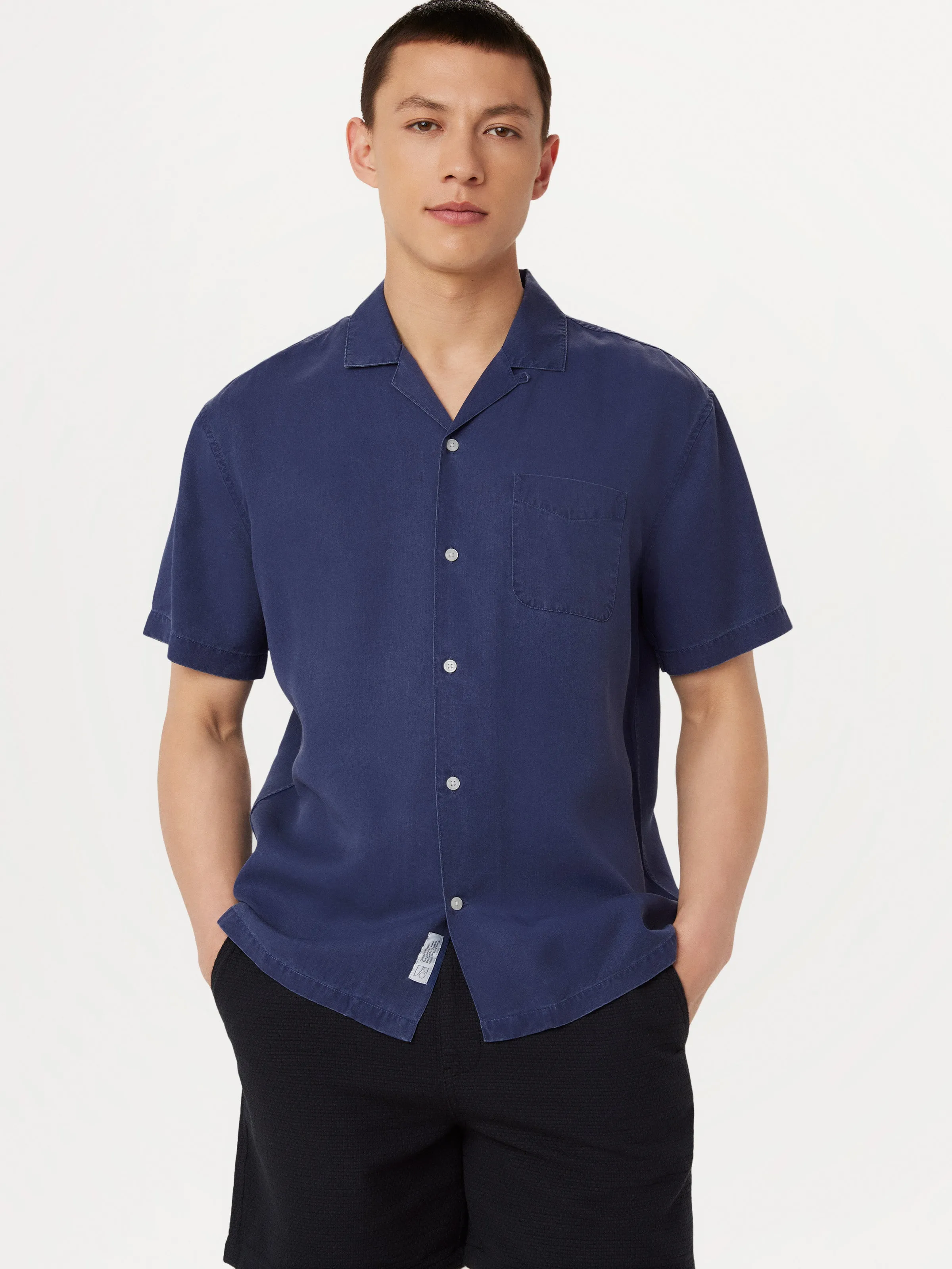 The Washed Camp Collar Shirt in Night Sky sold by Frank & Oak
