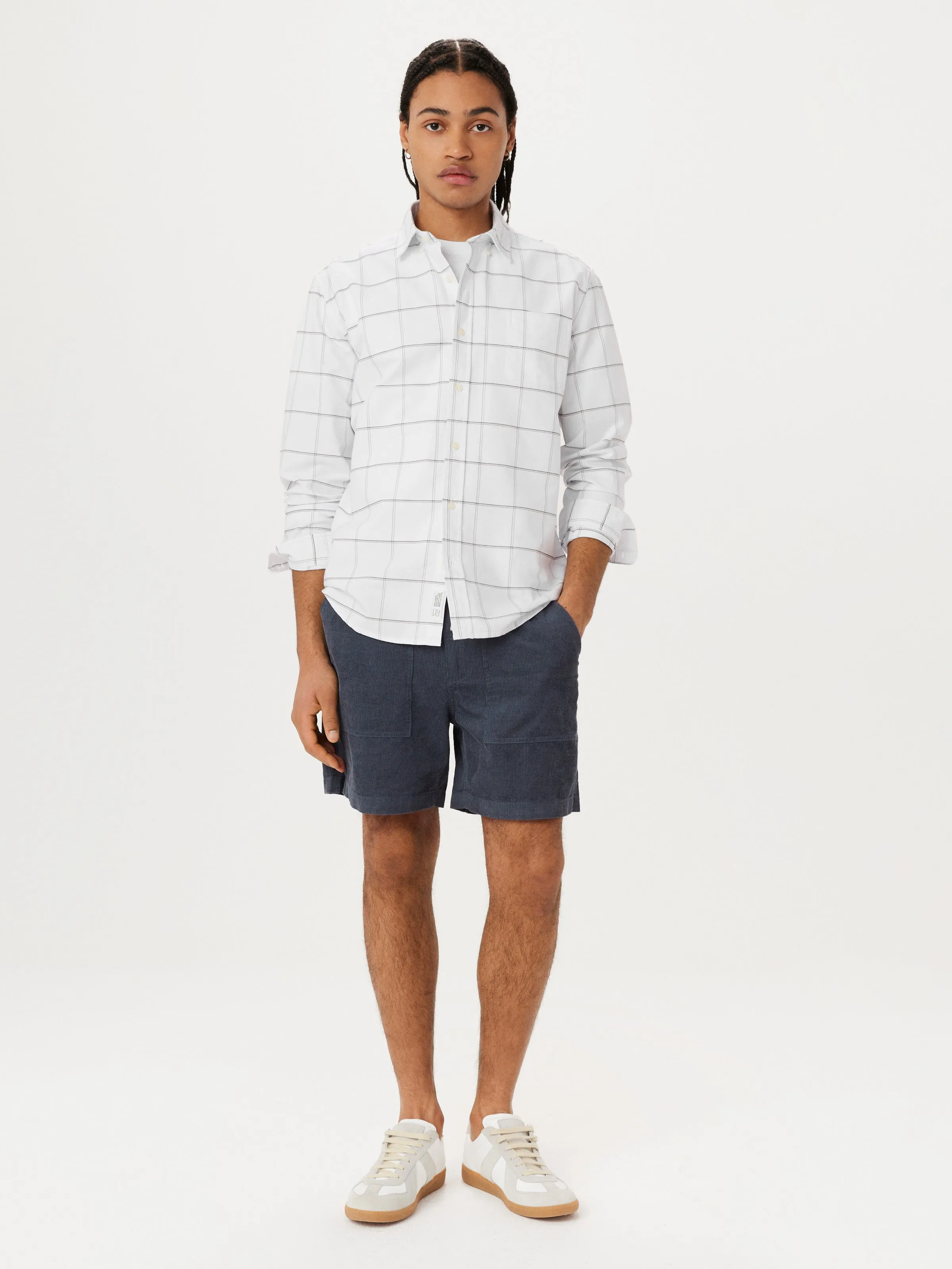 The Jasper Windowpane Oxford Shirt in Bright White sold by Frank & Oak