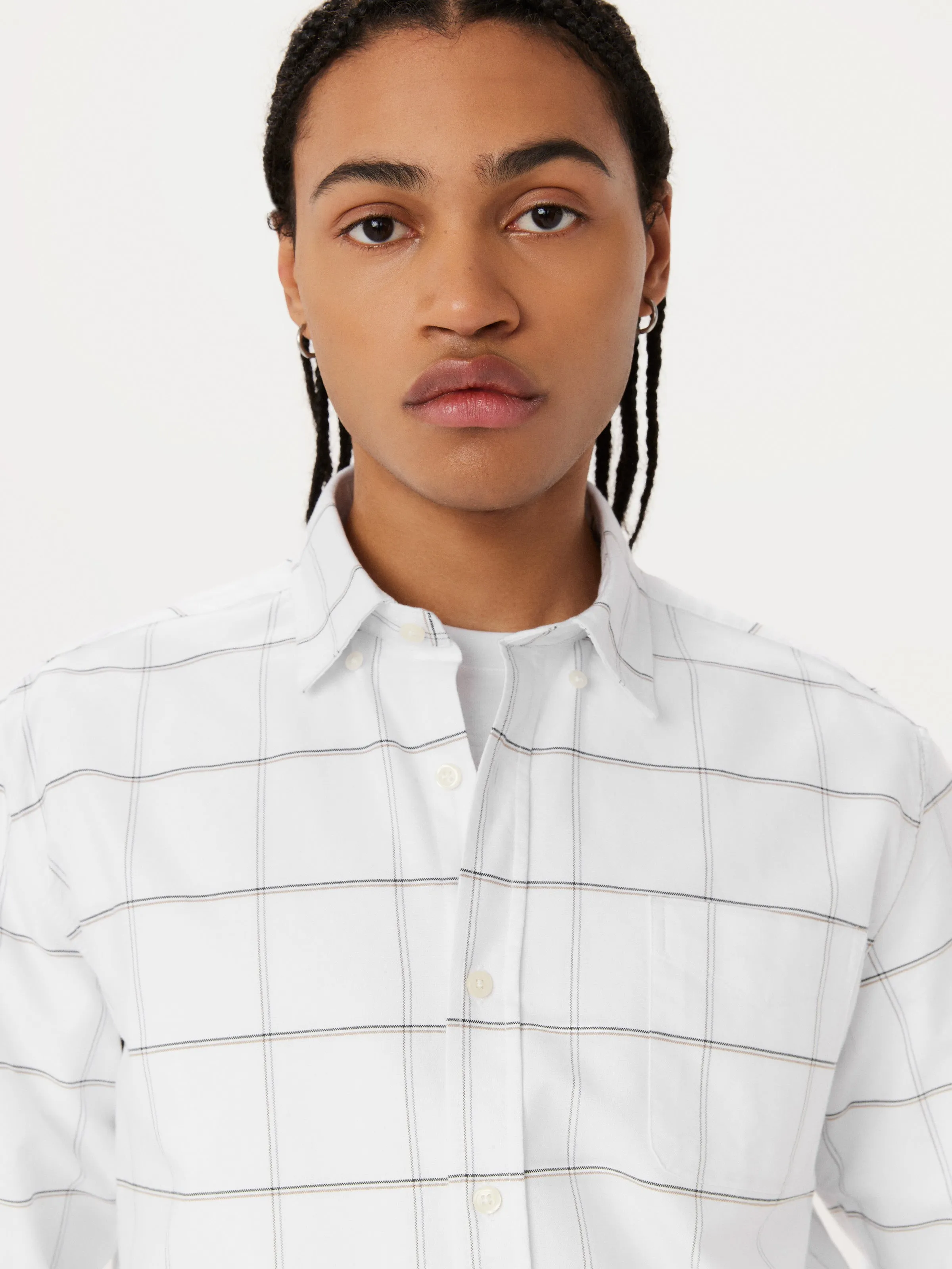The Jasper Windowpane Oxford Shirt in Bright White sold by Frank & Oak product image thumbnail 4