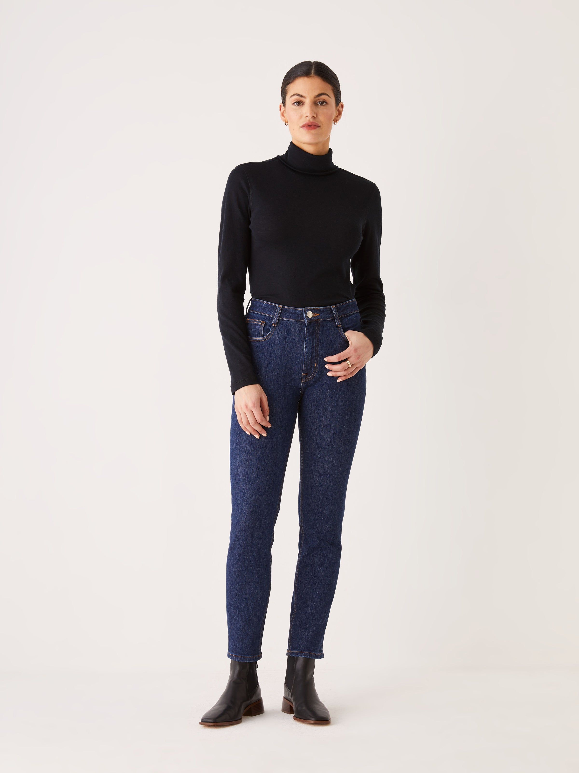 The Stevie High Rise Slim Jean in Dark Indigo sold by Frank & Oak product image thumbnail 2