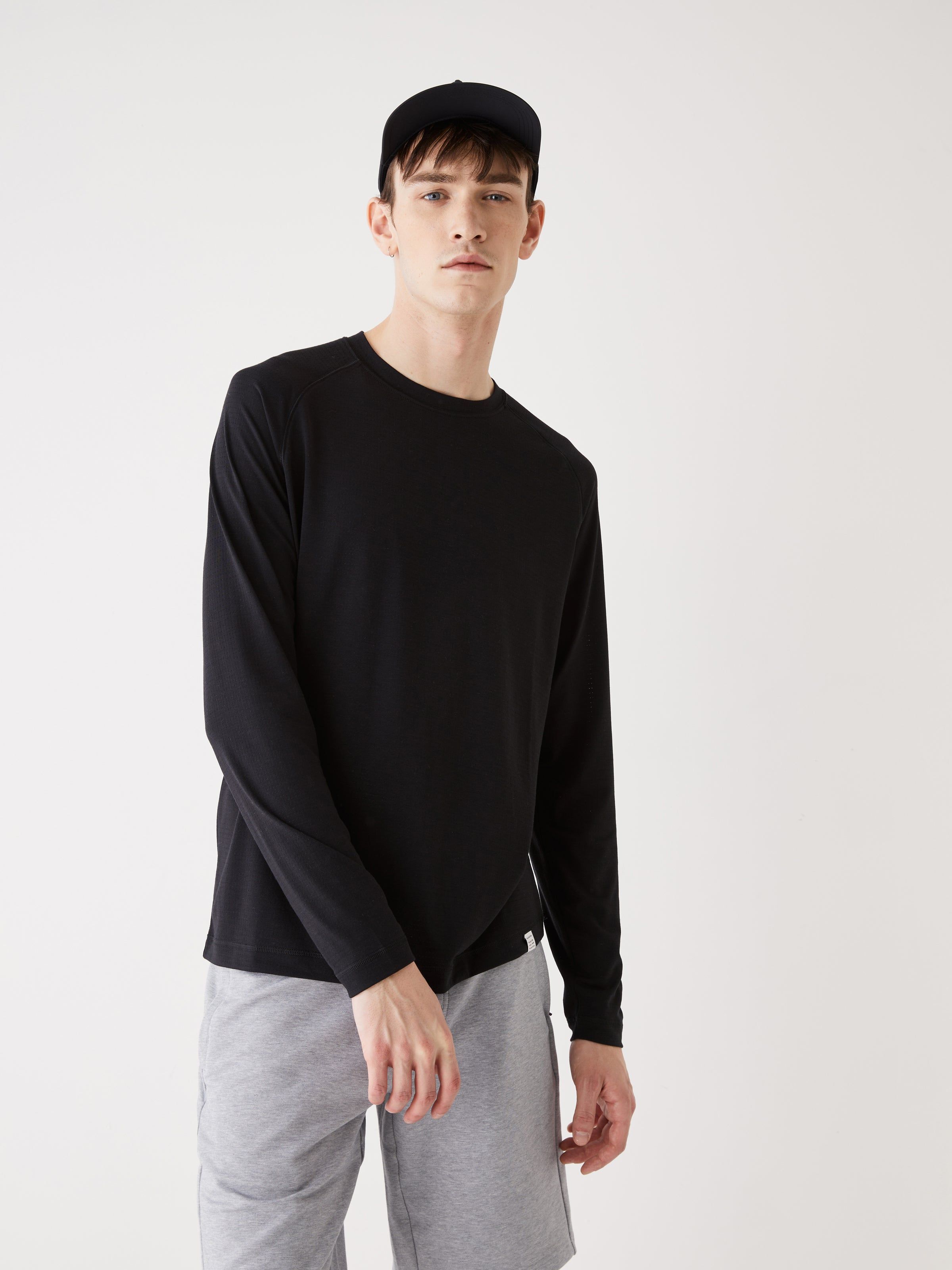 The Long Sleeve Motion T-Shirt in Black sold by Frank & Oak
