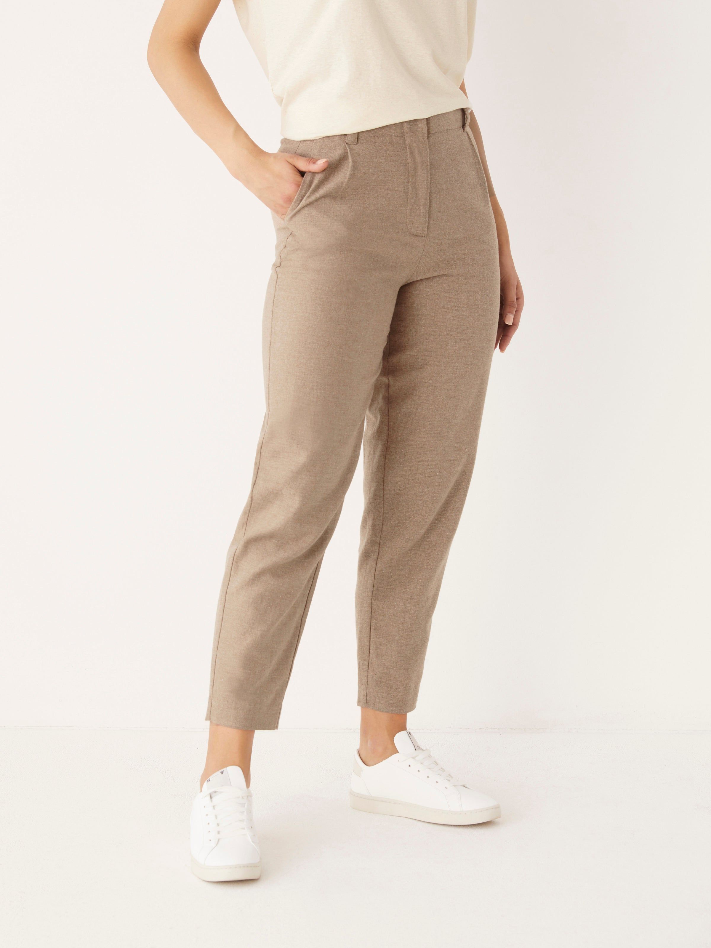 The Amelia Balloon Fit Pant in Light Brown sold by Frank & Oak