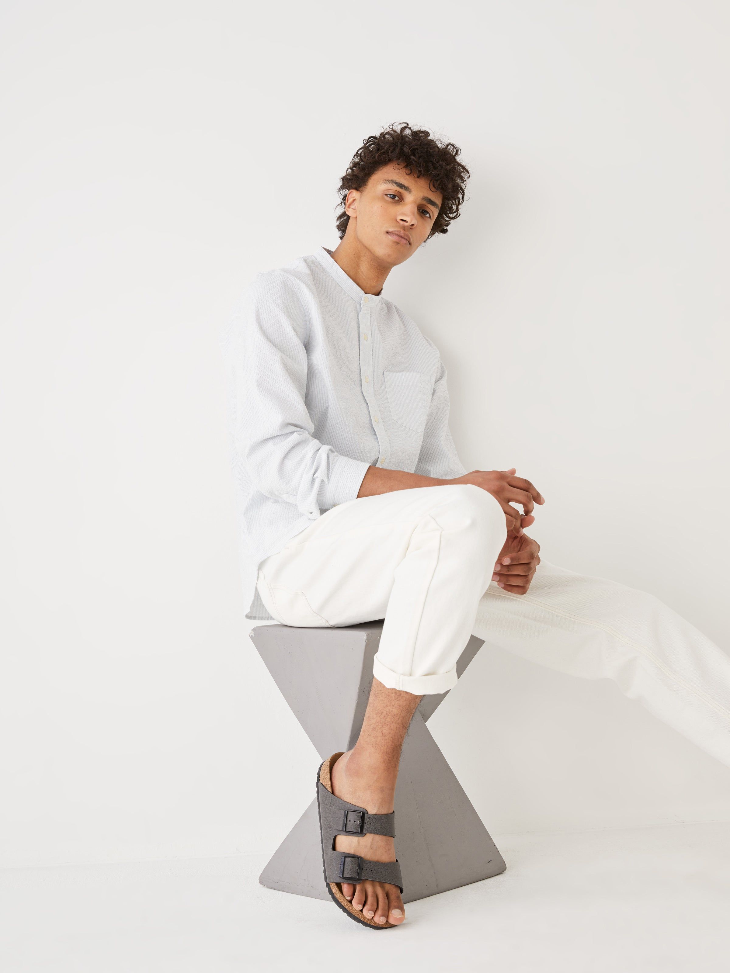 The Striped Seersucker Shirt in Blue sold by Frank & Oak product image thumbnail 4