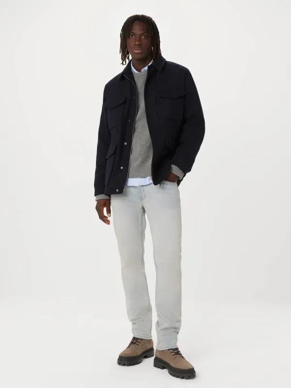 The Recycled Wool Field Jacket in Deep Blue sold by Frank & Oak