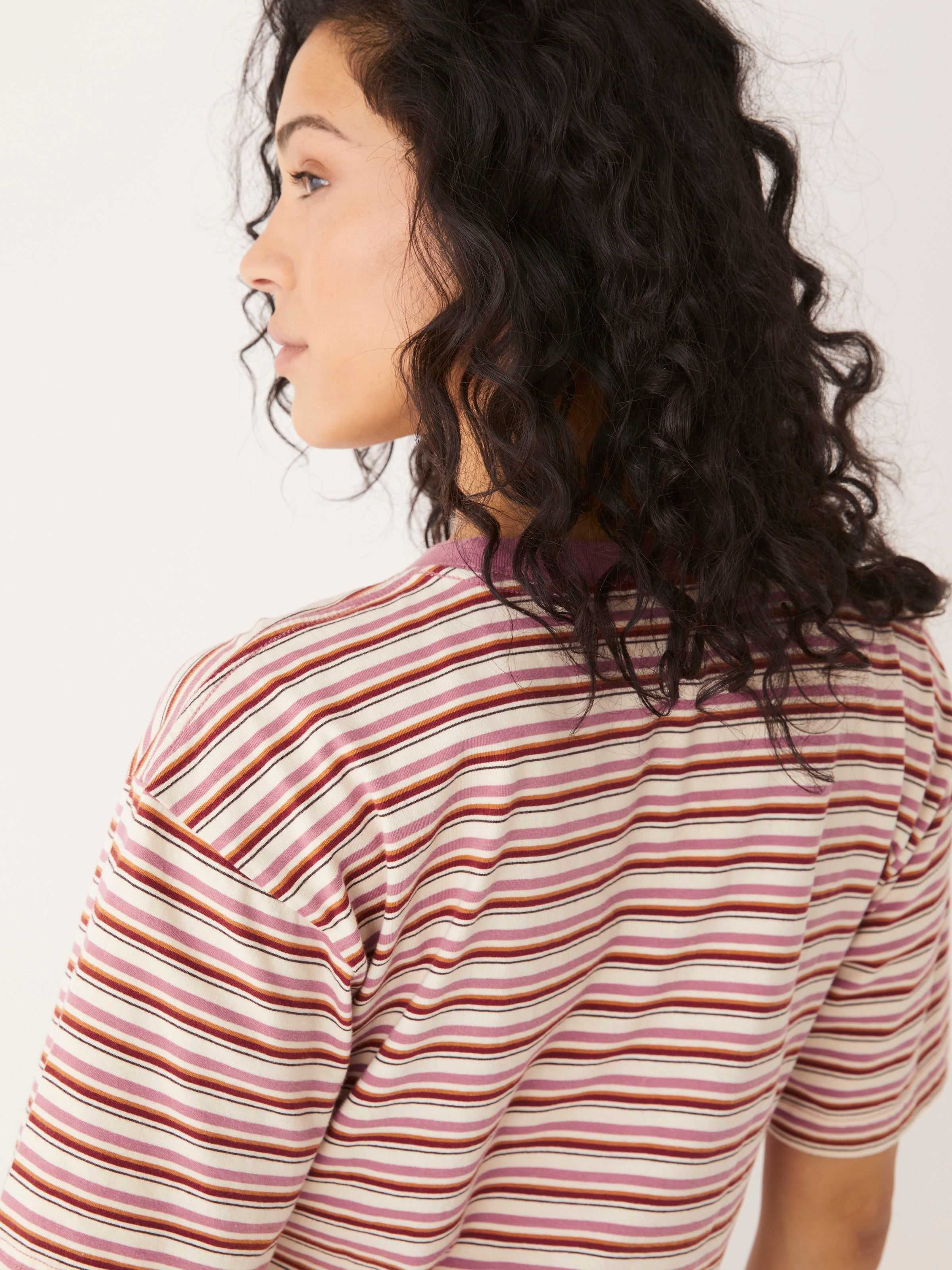 The Striped Loose Fit T-Shirt in Faded Rose sold by Frank & Oak product image thumbnail 4