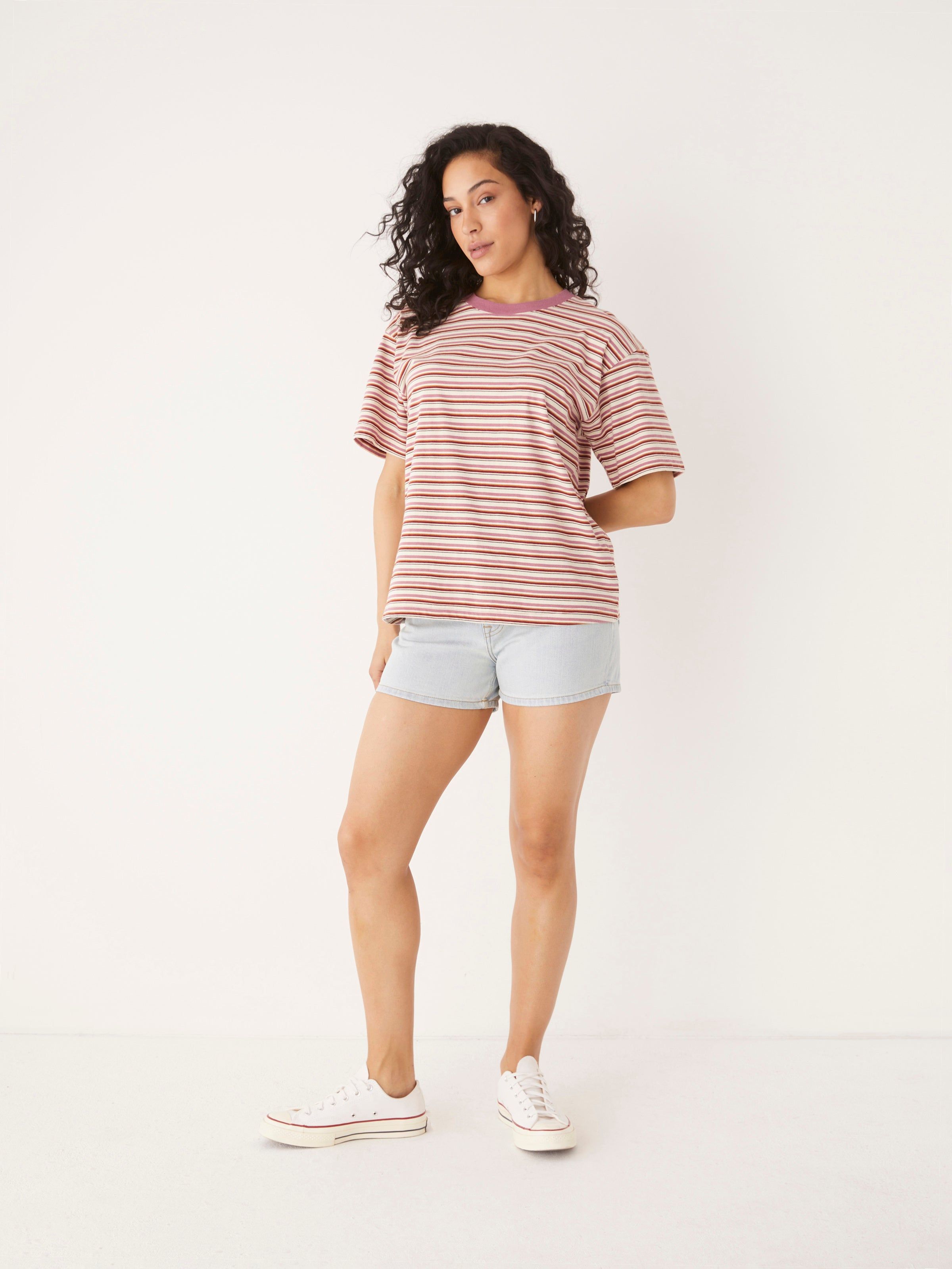 The Striped Loose Fit T-Shirt in Faded Rose sold by Frank & Oak product image thumbnail 5