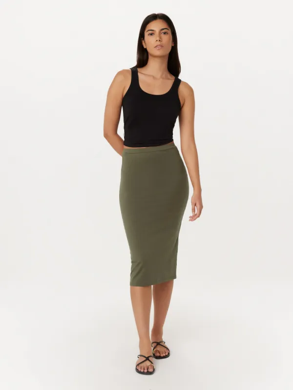 The Jersey Skirt in Green sold by Frank & Oak