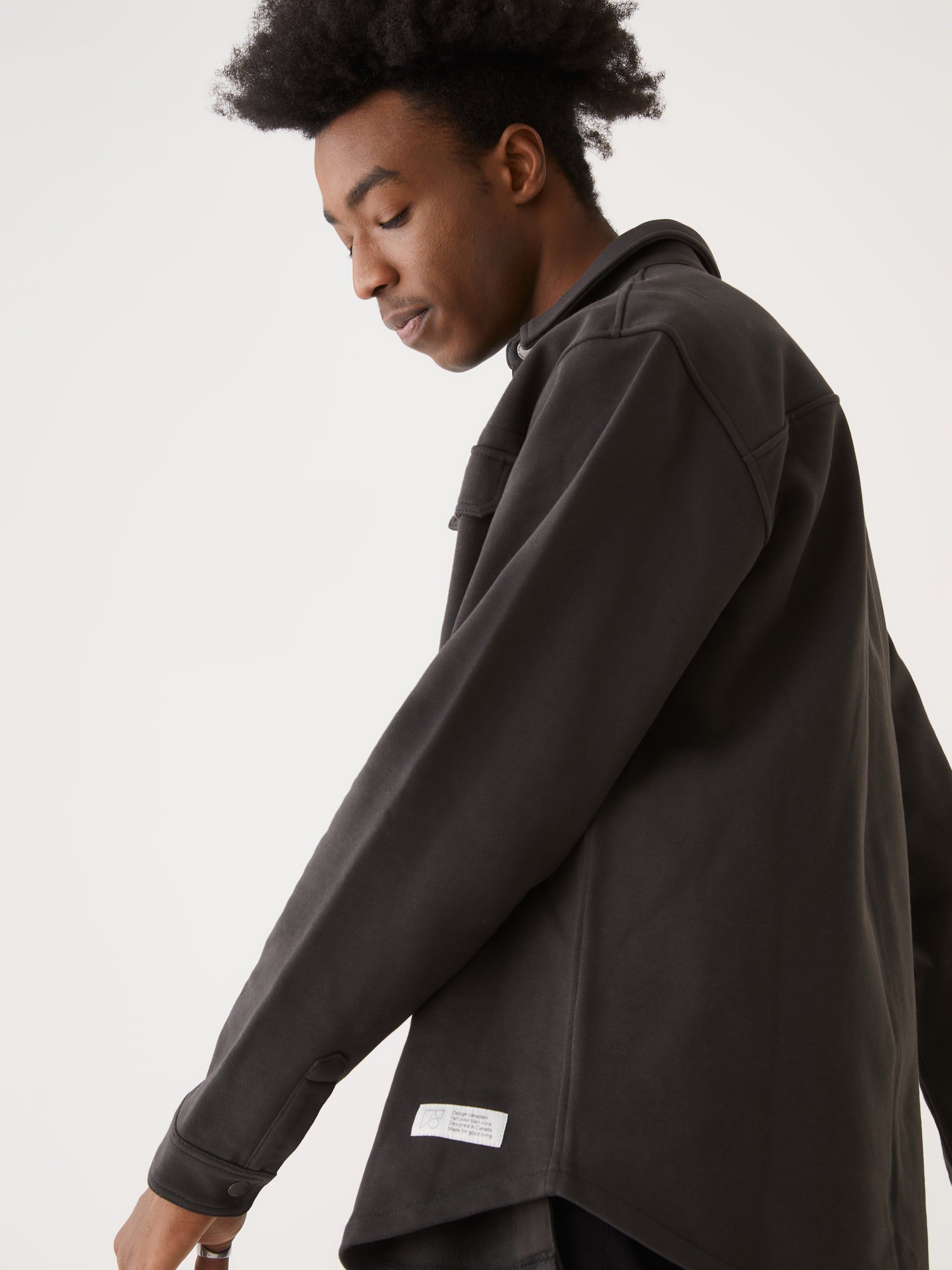 The French Terry Overshirt in Washed Black sold by Frank & Oak product image thumbnail 3