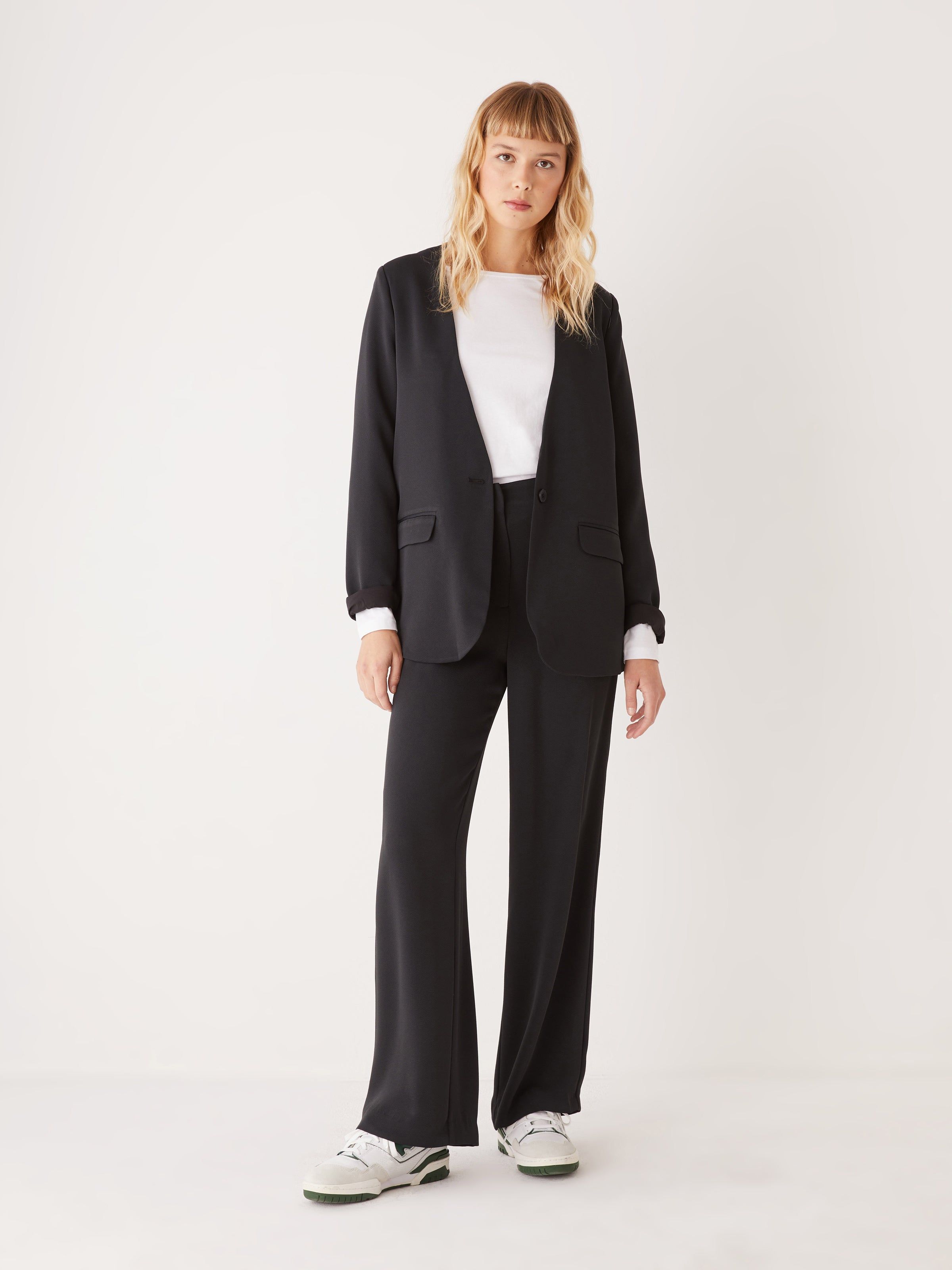 The Satin Blazer in Black sold by Frank & Oak