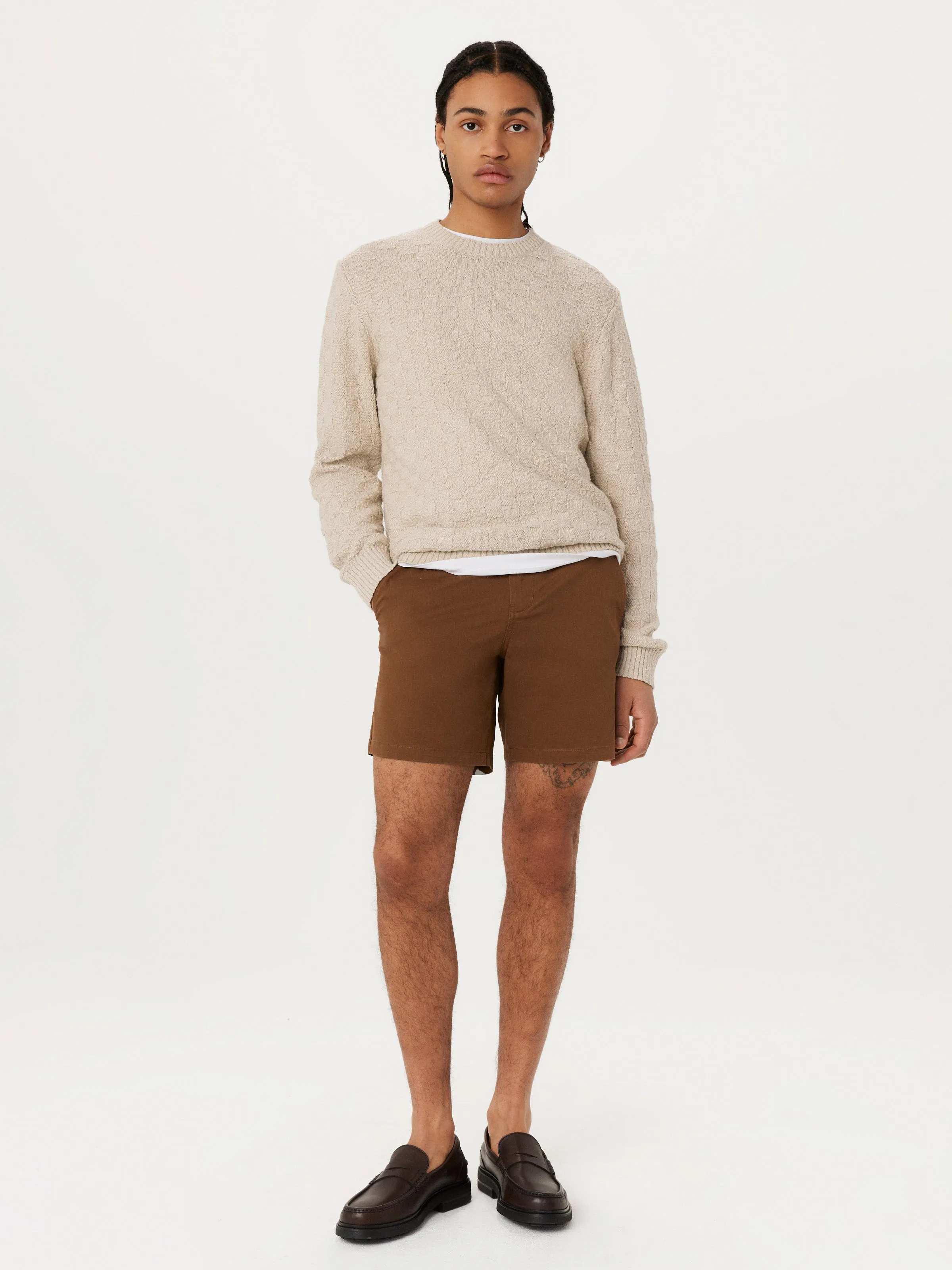 The Basketweave Sweater in Beige sold by Frank & Oak