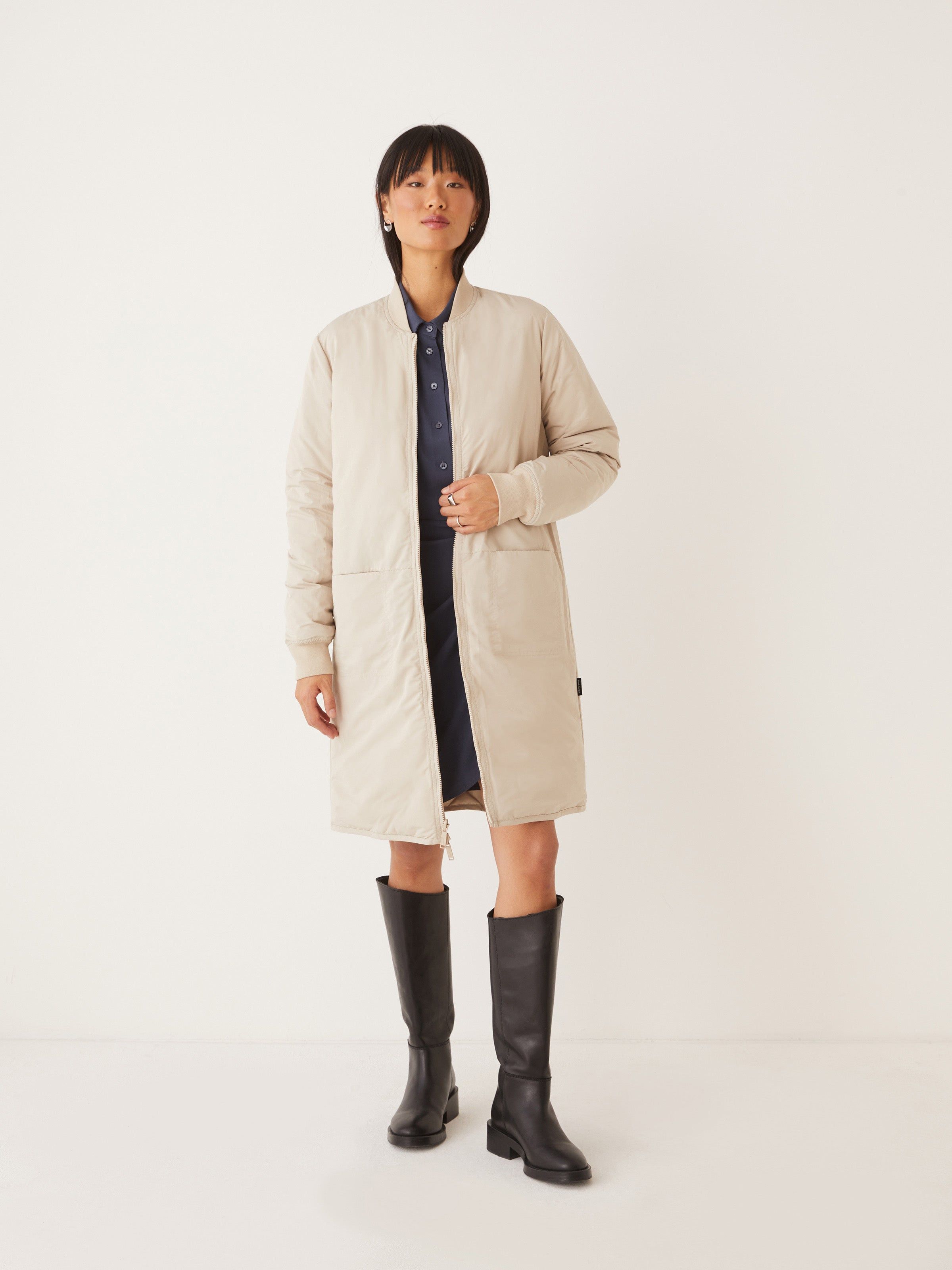 The Skyline Reversible Maxi Bomber in Feather Grey sold by Frank & Oak product image thumbnail 4