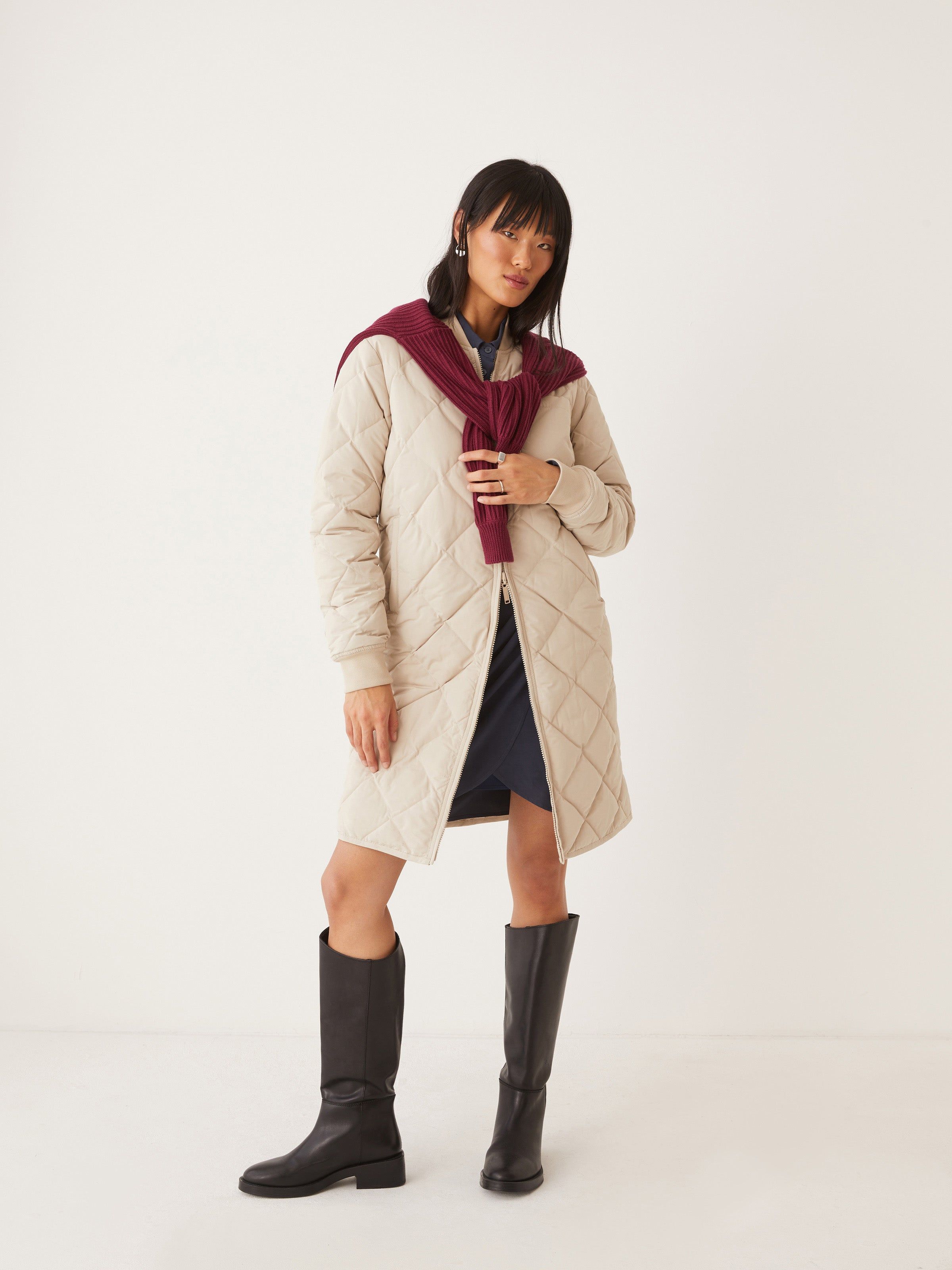 The Skyline Reversible Maxi Bomber in Feather Grey sold by Frank & Oak product image thumbnail 3