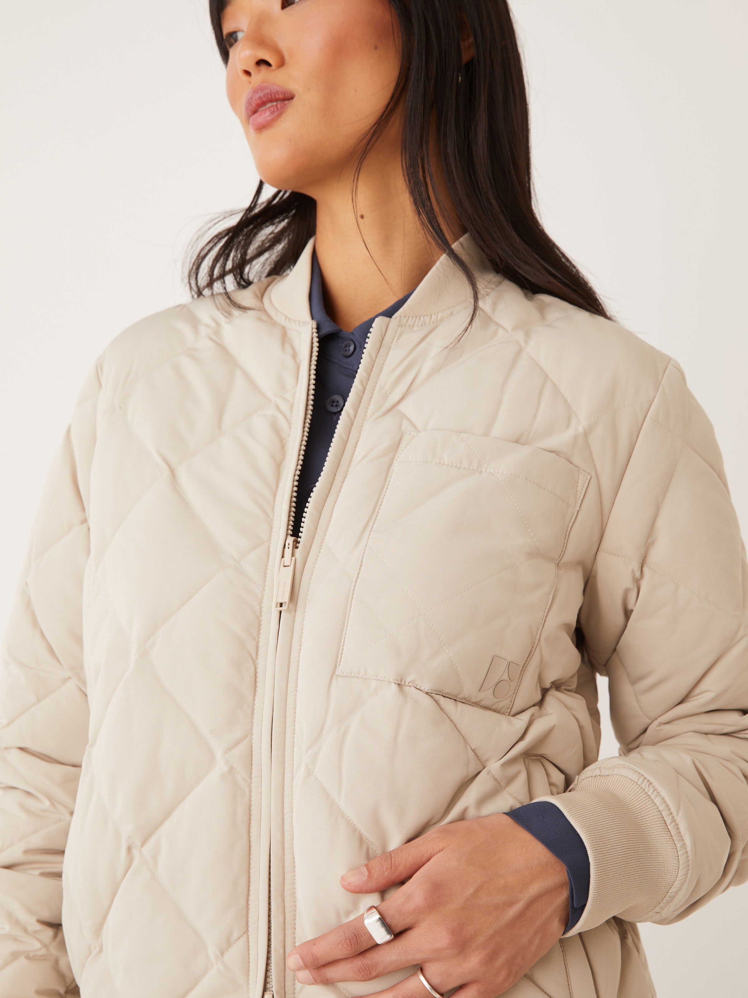 The Skyline Reversible Maxi Bomber in Feather Grey sold by Frank & Oak product image thumbnail 2