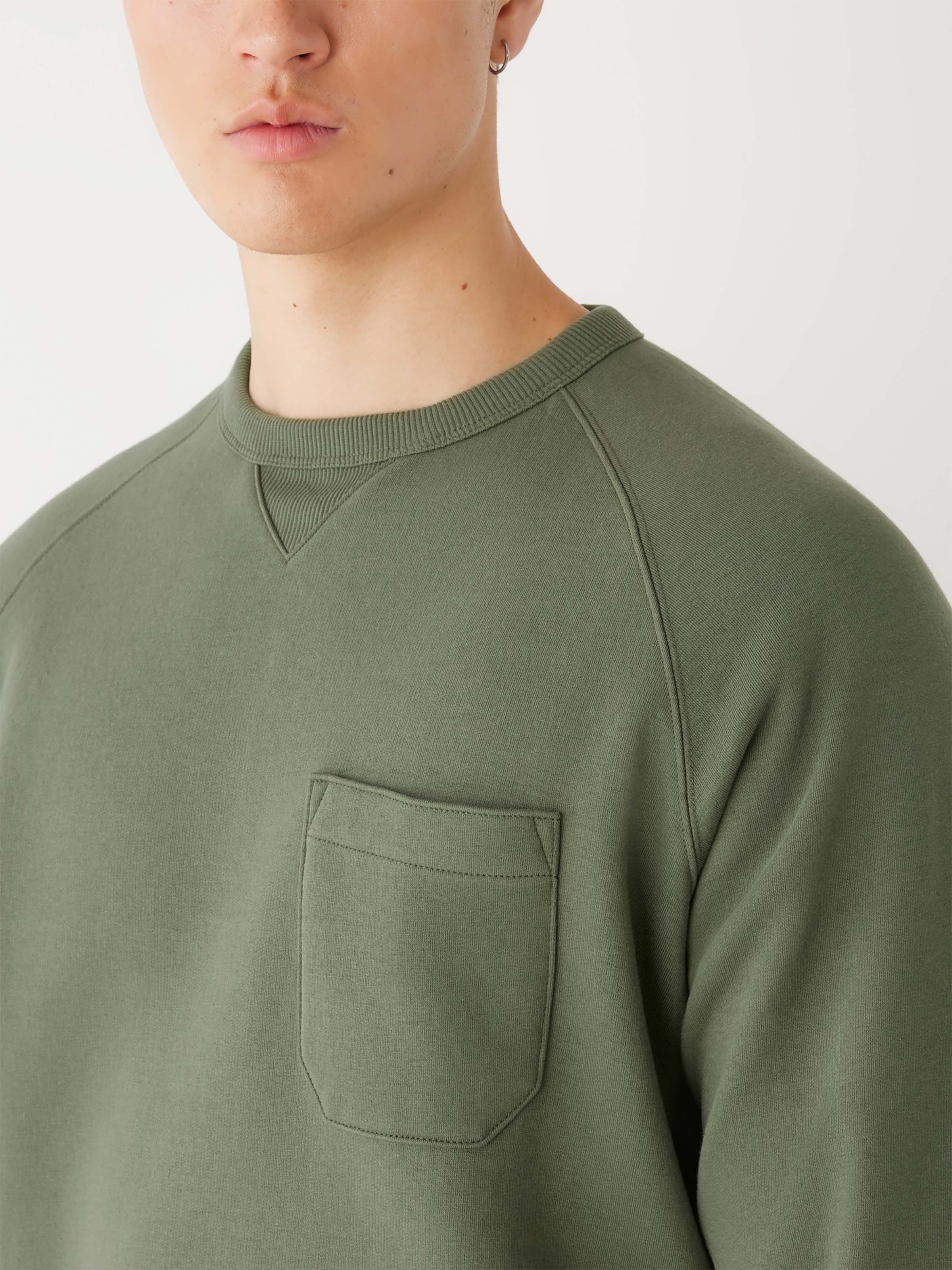 The French Fleece Crewneck in Olive Green sold by Frank & Oak product image thumbnail 3