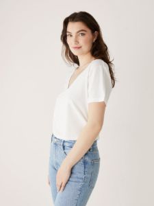 The V-Neck Relaxed T-Shirt in Bright White sold by Frank & Oak