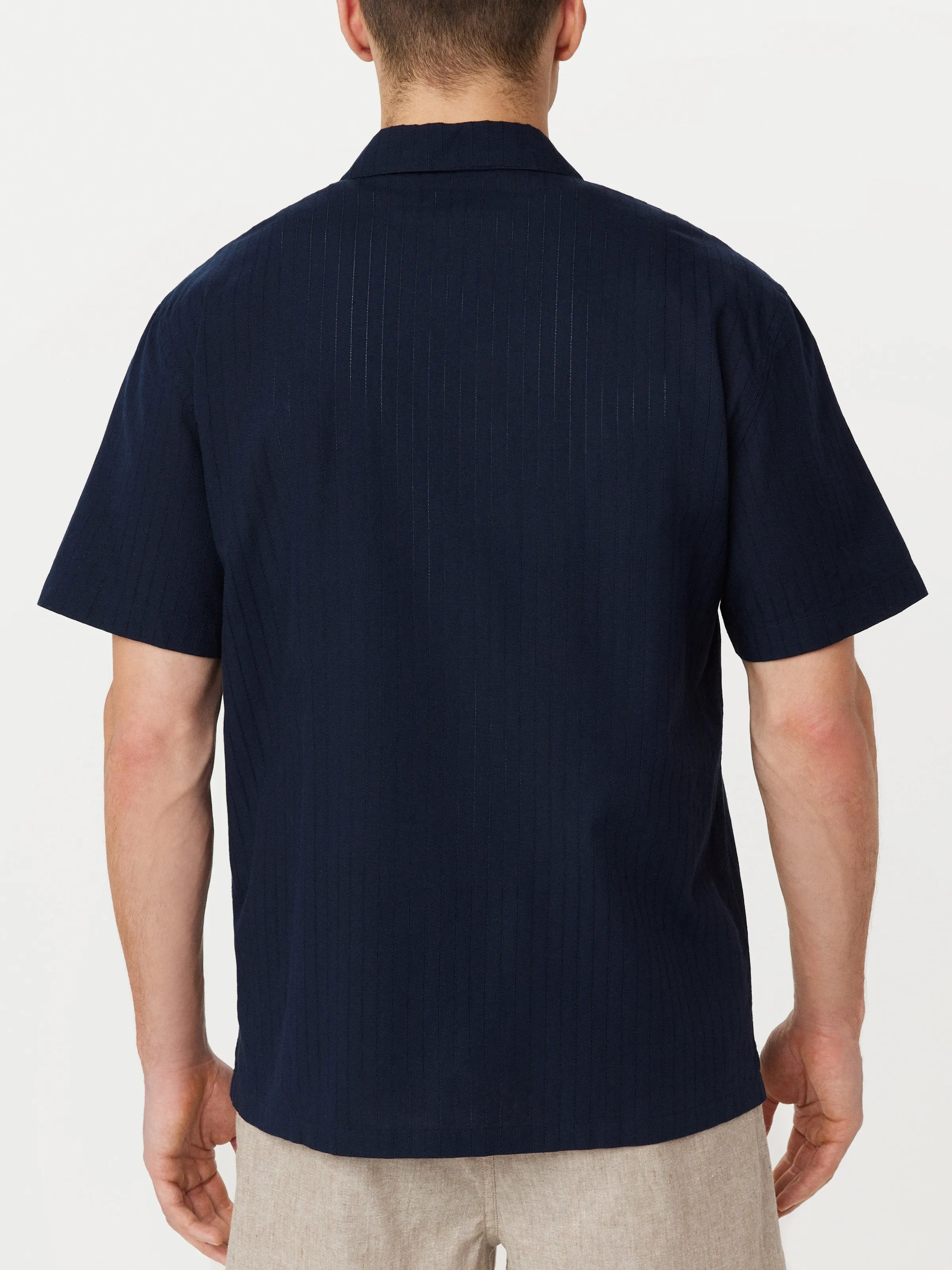 The Textured Camp Collar Shirt in Deep Blue sold by Frank & Oak product image thumbnail 4