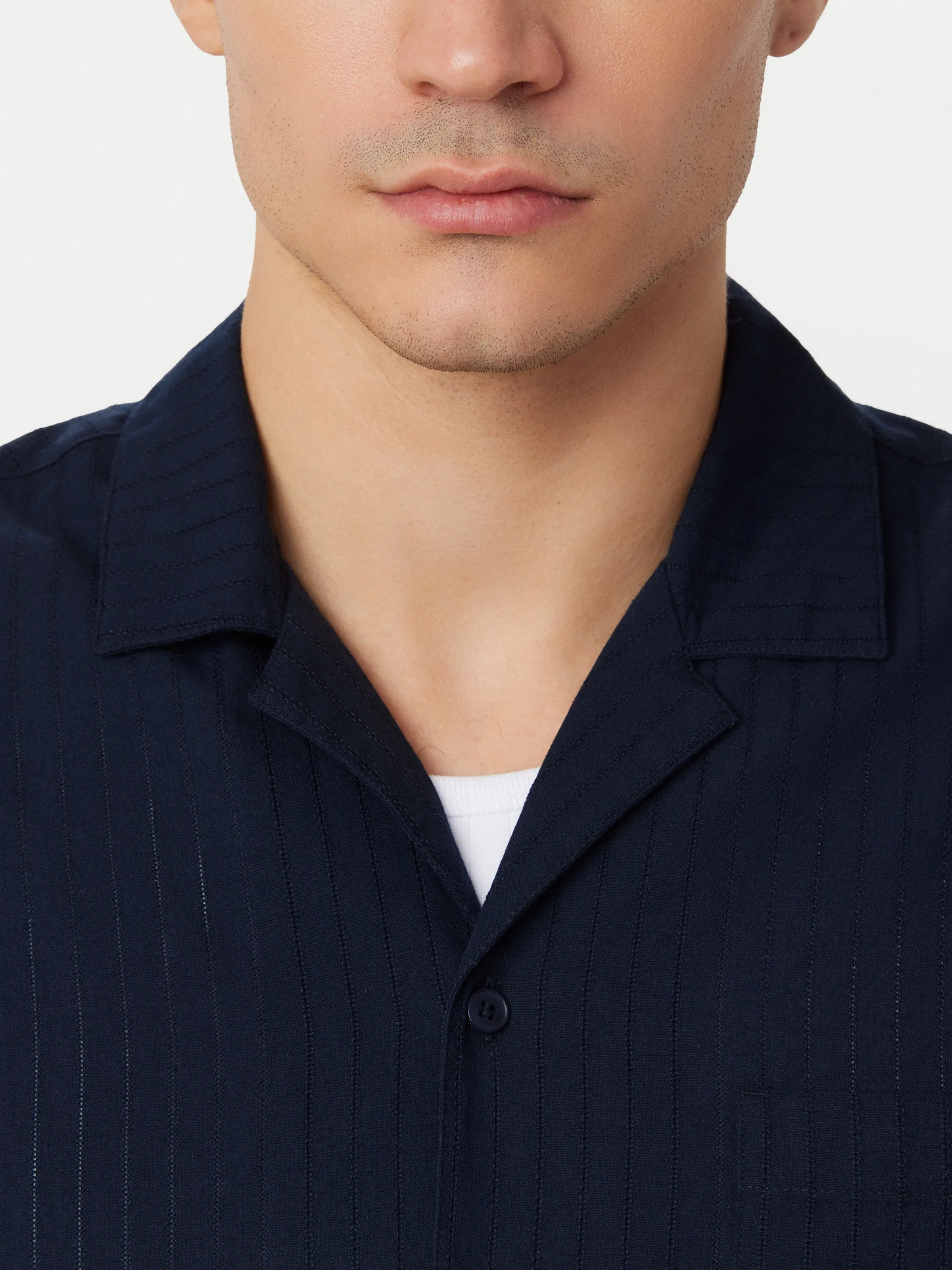The Textured Camp Collar Shirt in Deep Blue sold by Frank & Oak product image thumbnail 2