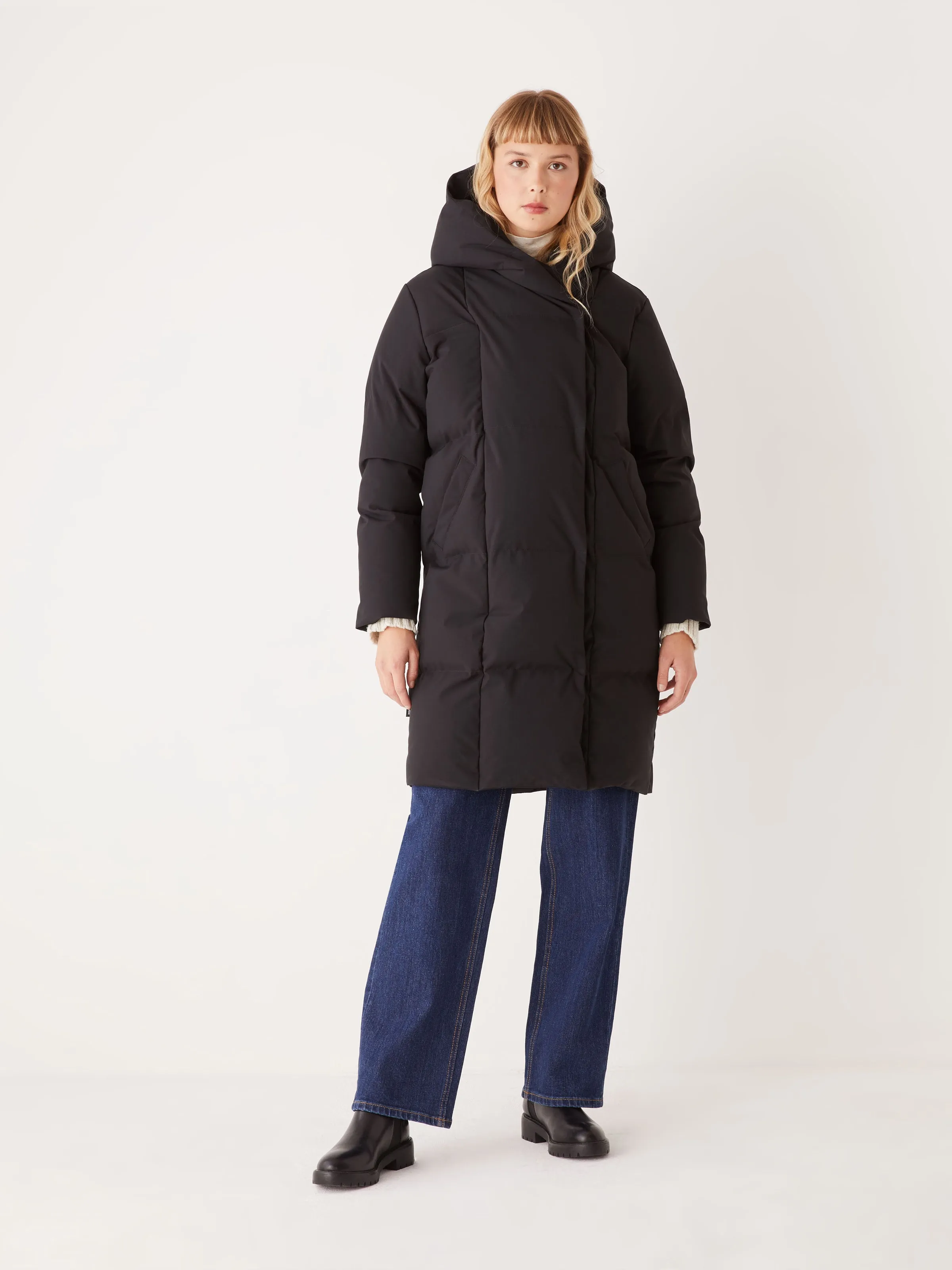 The Hygge Puffer Coat in Black sold by Frank & Oak