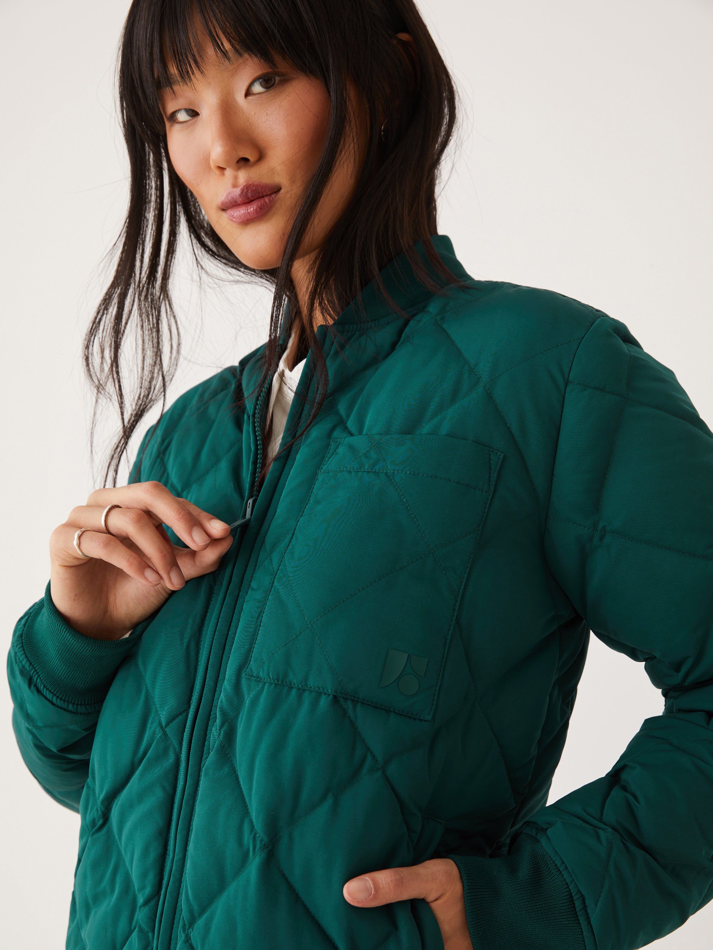 The Skyline Reversible Maxi Bomber in Deep Teal sold by Frank & Oak product image thumbnail 2