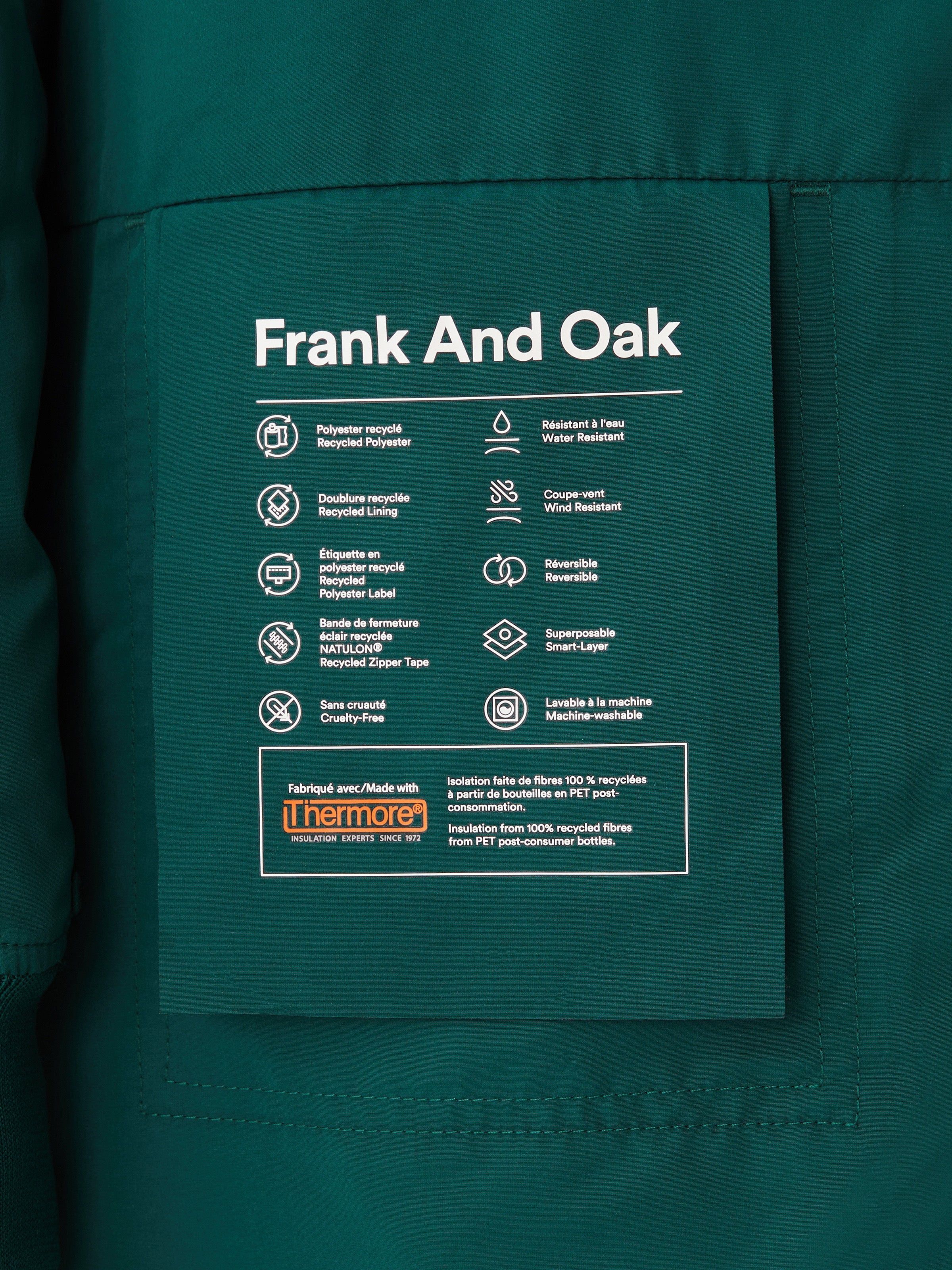 The Skyline Reversible Maxi Bomber in Deep Teal sold by Frank & Oak product image thumbnail 8