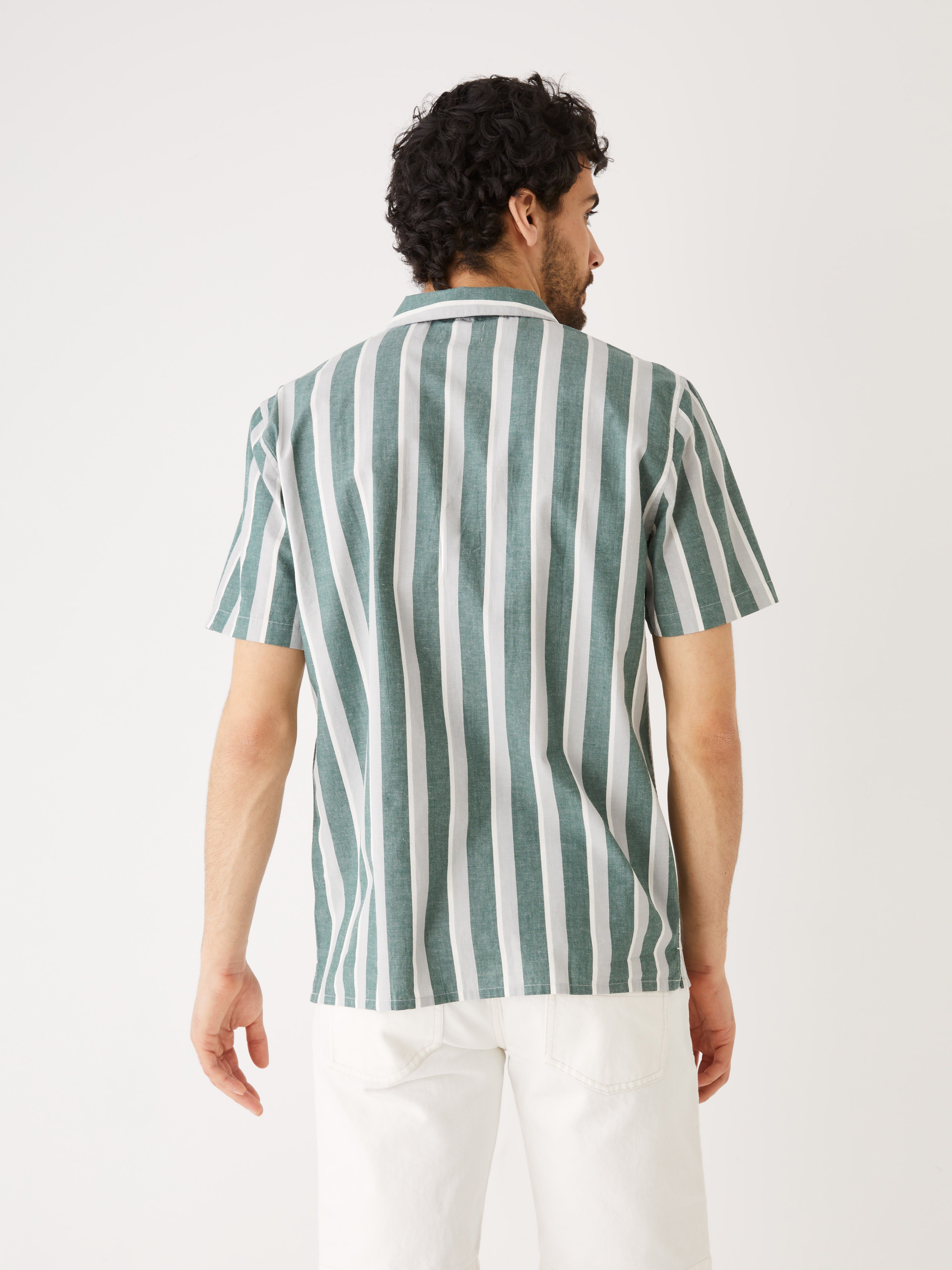 The Striped Camp Collar Shirt in Dark Green sold by Frank & Oak product image thumbnail 3