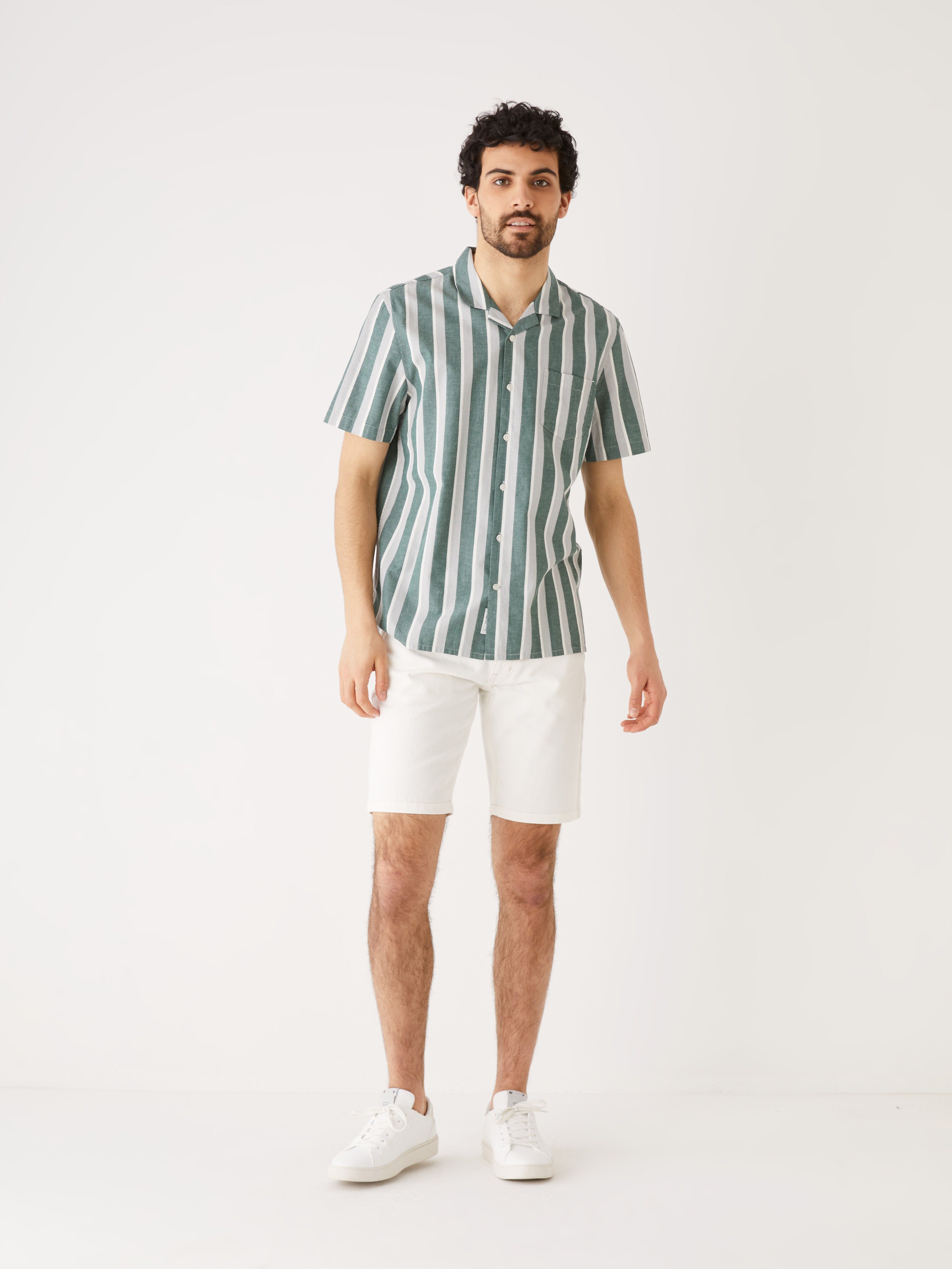 The Striped Camp Collar Shirt in Dark Green sold by Frank & Oak product image thumbnail 2