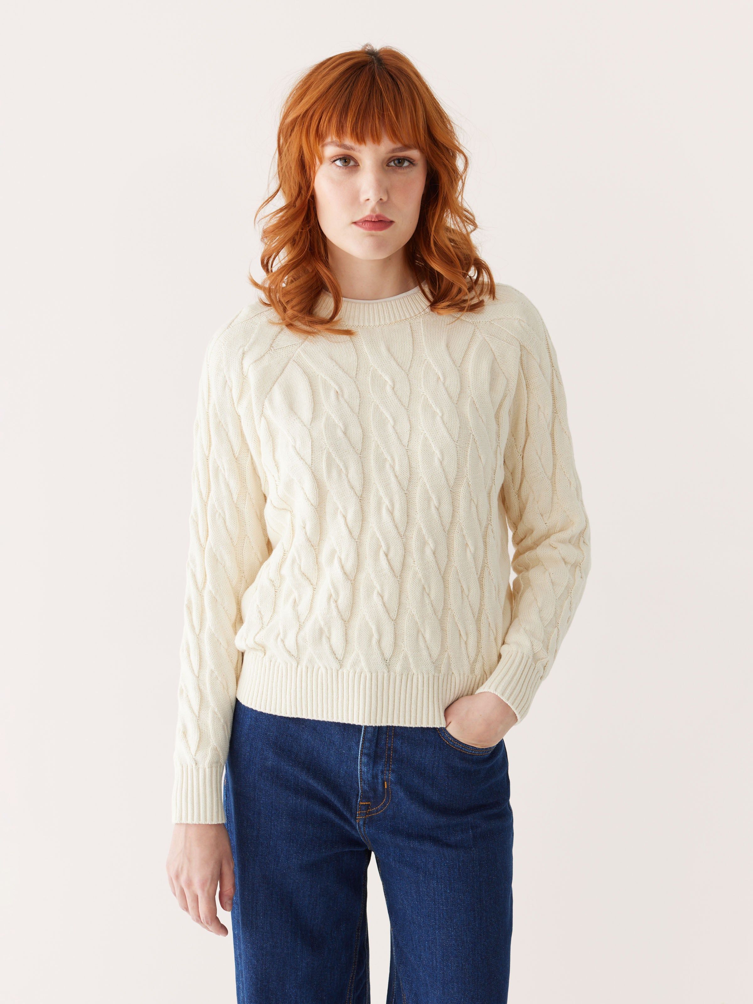 The Cable Knit Sweater in Beige sold by Frank & Oak