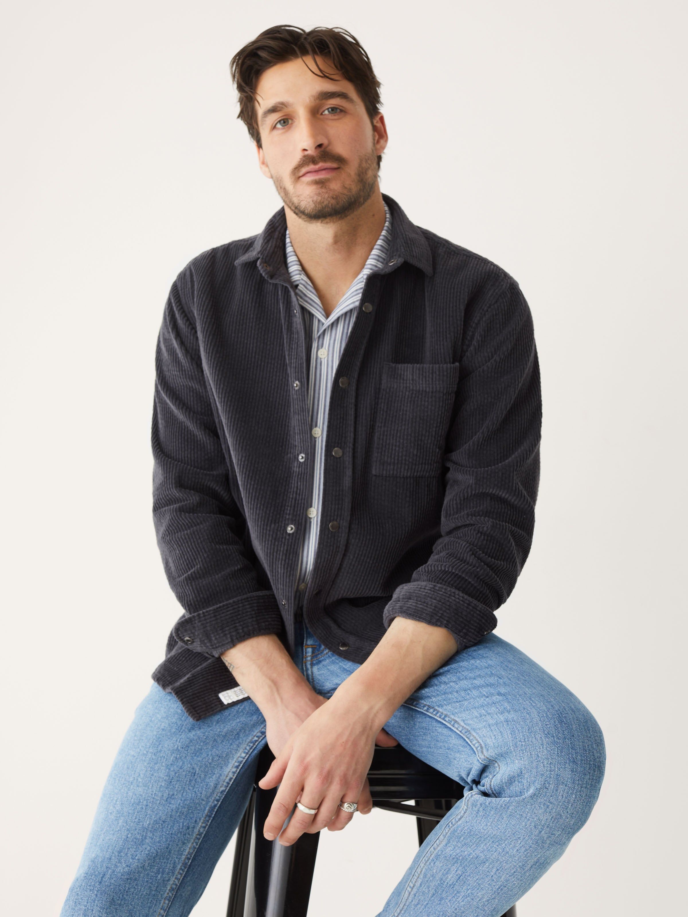 The Corduroy Shirt in Charcoal sold by Frank & Oak