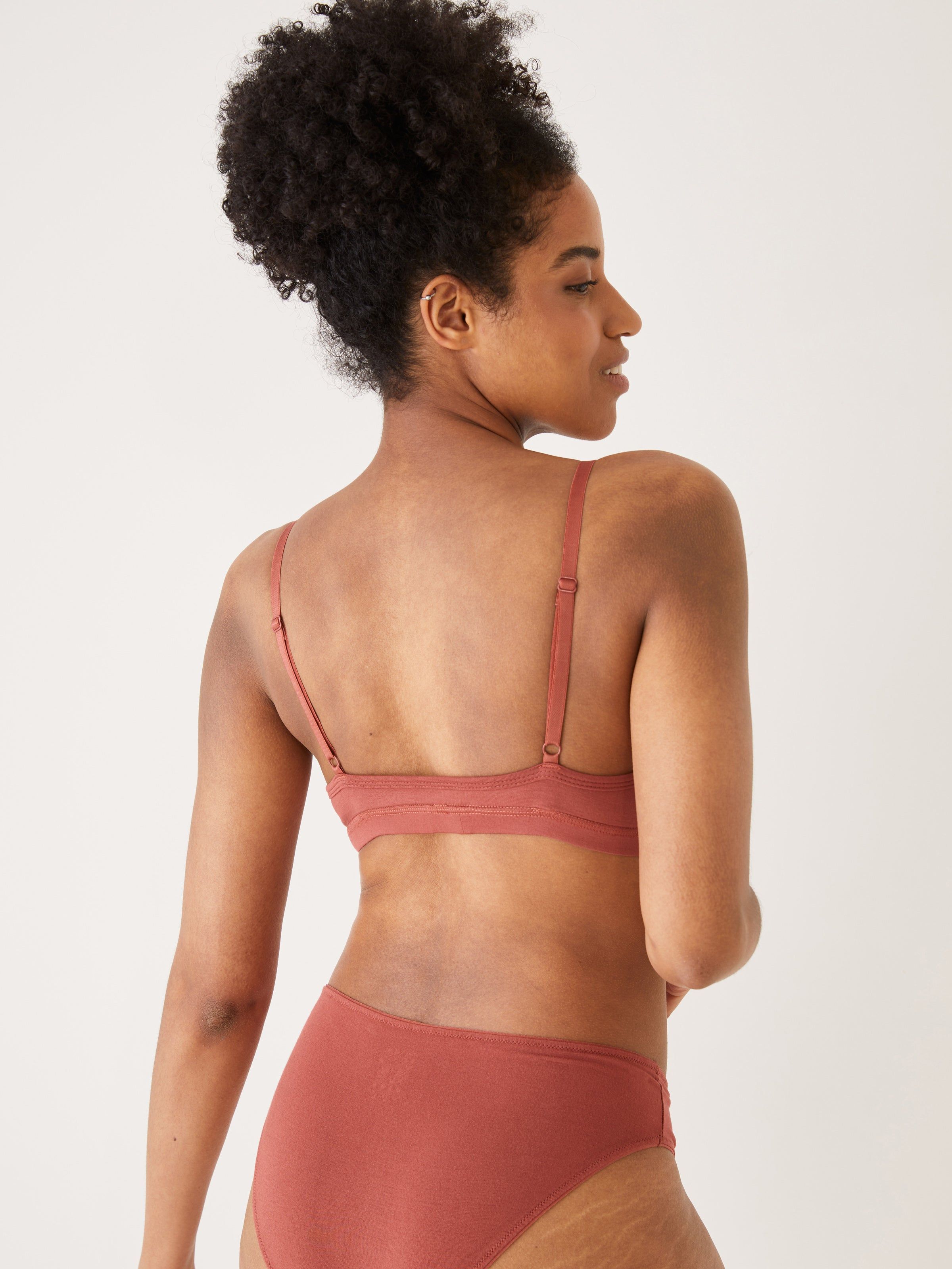 The Fluid Pull-On Triangle Bralette in Earthy orange sold by Frank & Oak product image thumbnail 3