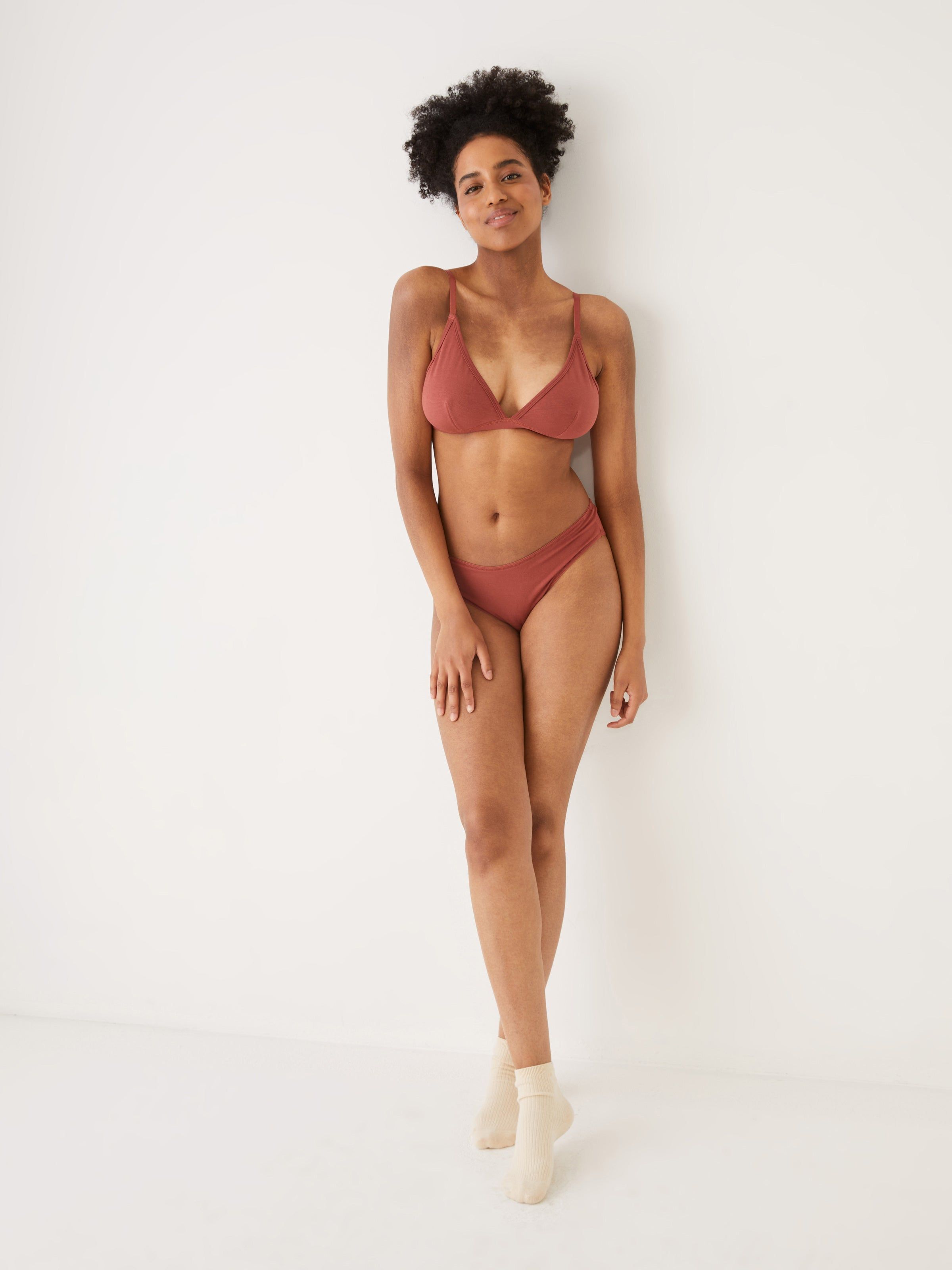 The Fluid Pull-On Triangle Bralette in Earthy orange sold by Frank & Oak product image thumbnail 2