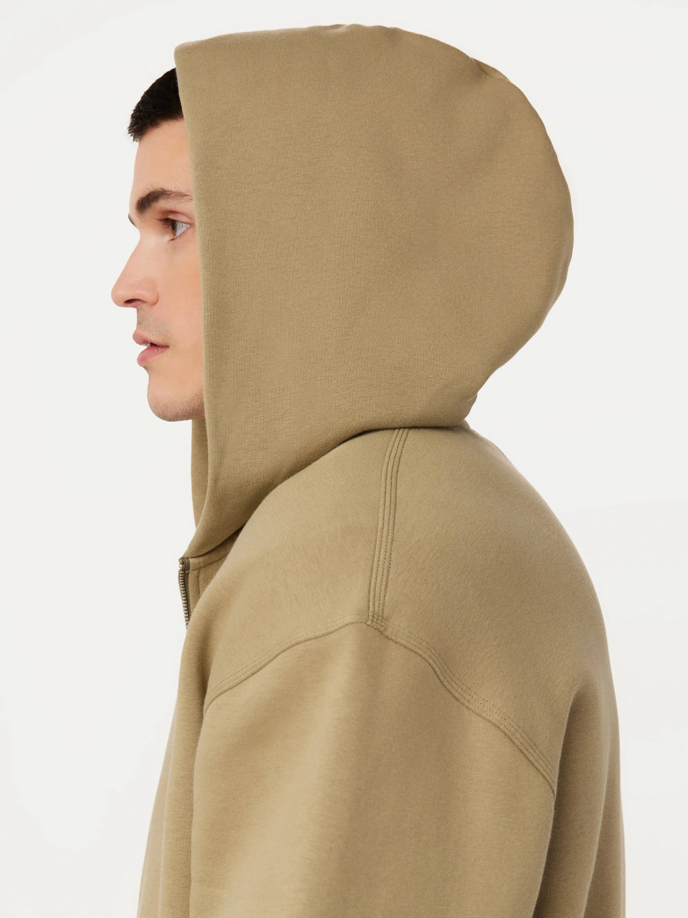 The Zip Up Fleece Hoodie in Khaki sold by Frank & Oak product image thumbnail 2