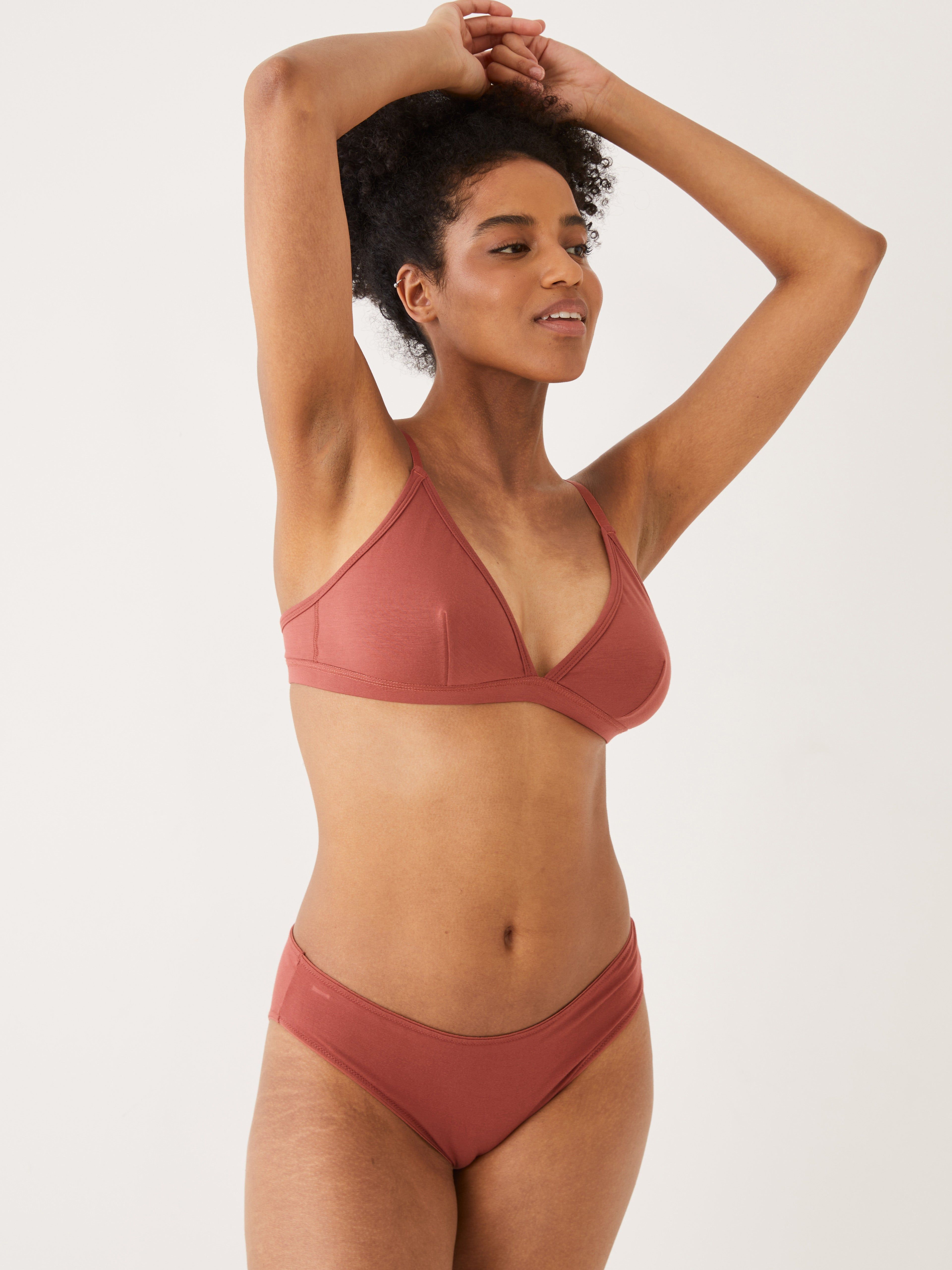 The Fluid Pull-On Triangle Bralette in Earthy orange sold by Frank & Oak product image thumbnail 4